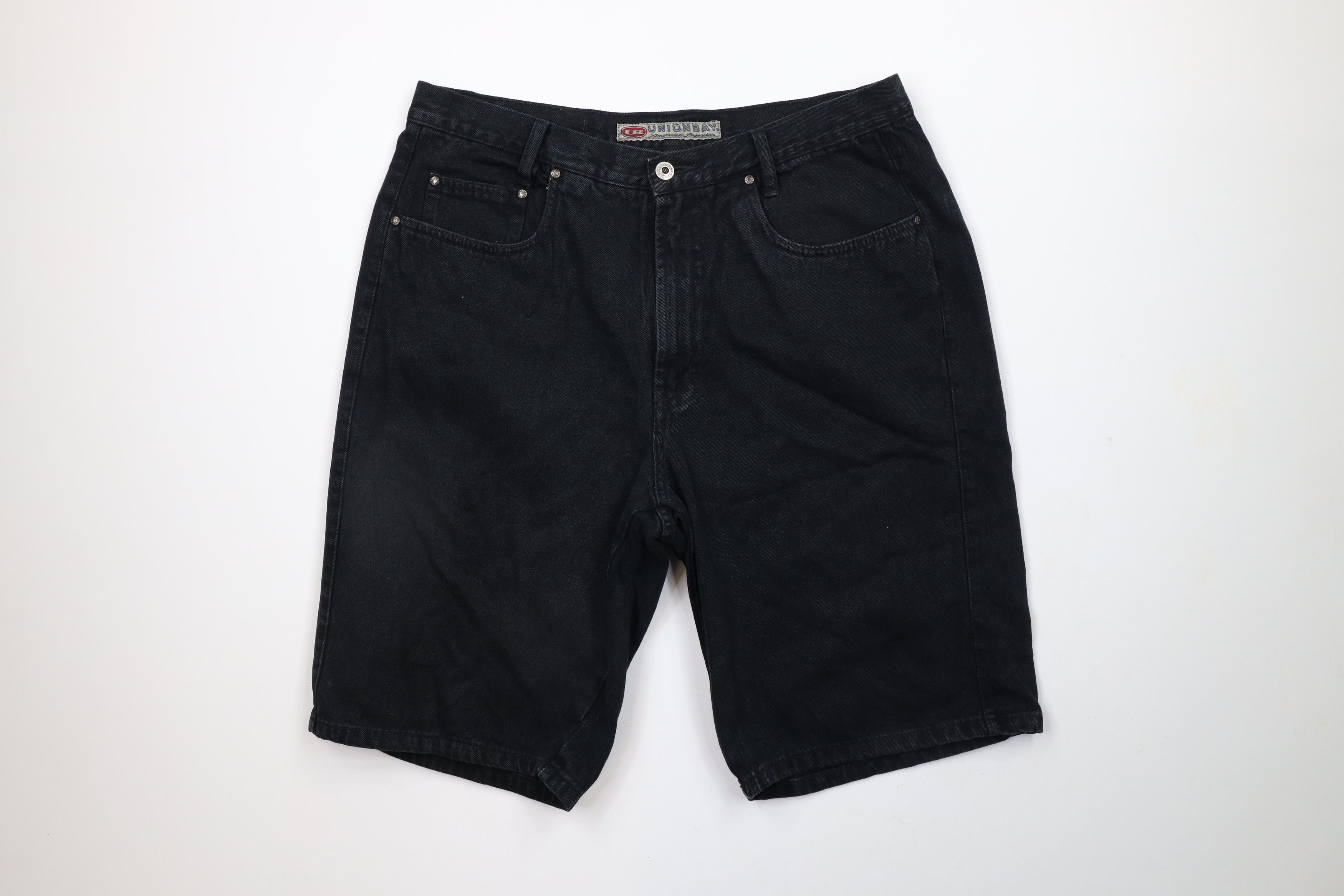Vintage 90s Streetwear Fit Denim Jean Shorts Jorts Black