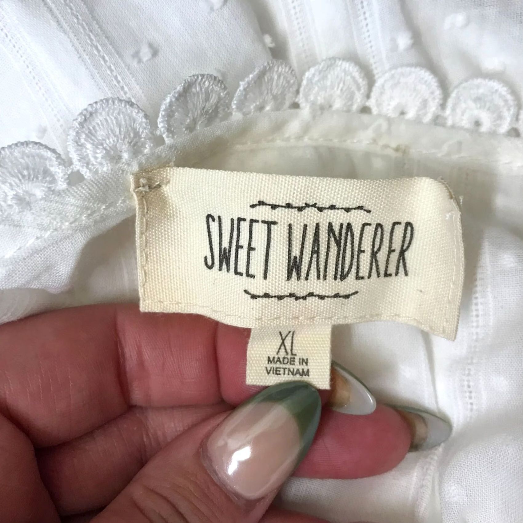 Vintage SWEET WANDERER DRESS WHITE SPAGHETTI STRAP BOHO FESTIVAL COTTON WOMEN'S XL Size XL / US 12-14 / IT 48-50 - 7 Thumbnail