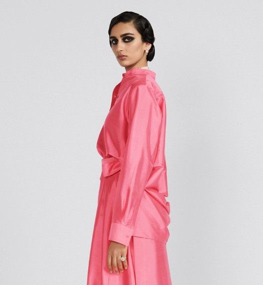 Dior o1w1db10824 Lightweight Silk Shantung Blouse in Pink Size M / US 6-8 / IT 42-44 - 5 Thumbnail