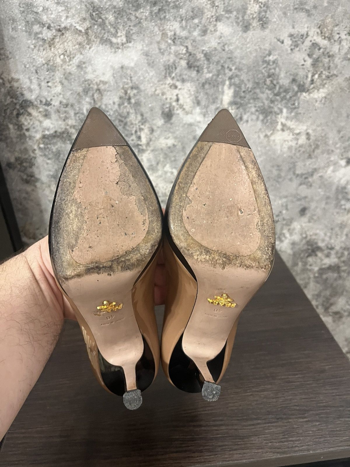Prada Prada Patent Leather Pumps Pointed Toe Black Platform Heels Size US 9.5 / IT 39.5 - 8 Thumbnail