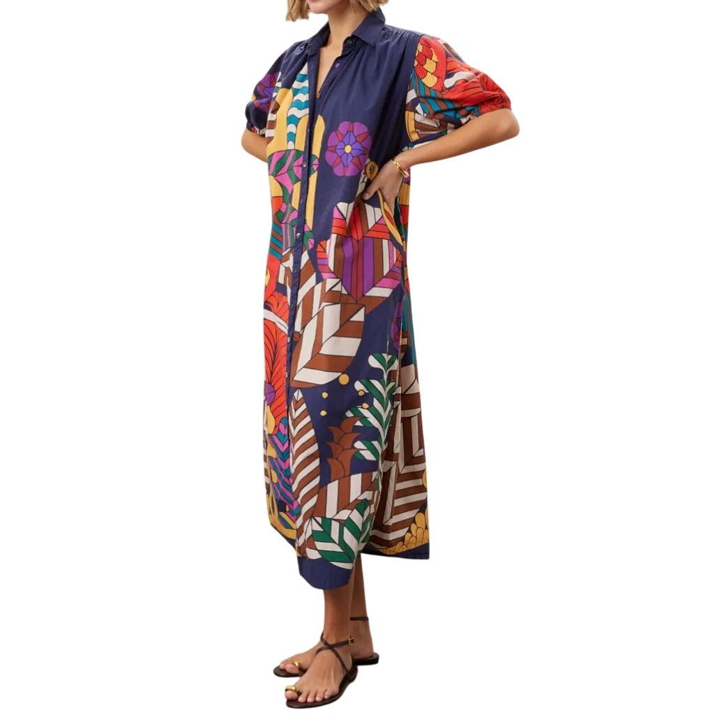 Carolina K Carolina K Valerie Pleated Kaftan in Blue Multi, Size S Size S / US 4 / IT 40 - 2 Thumbnail