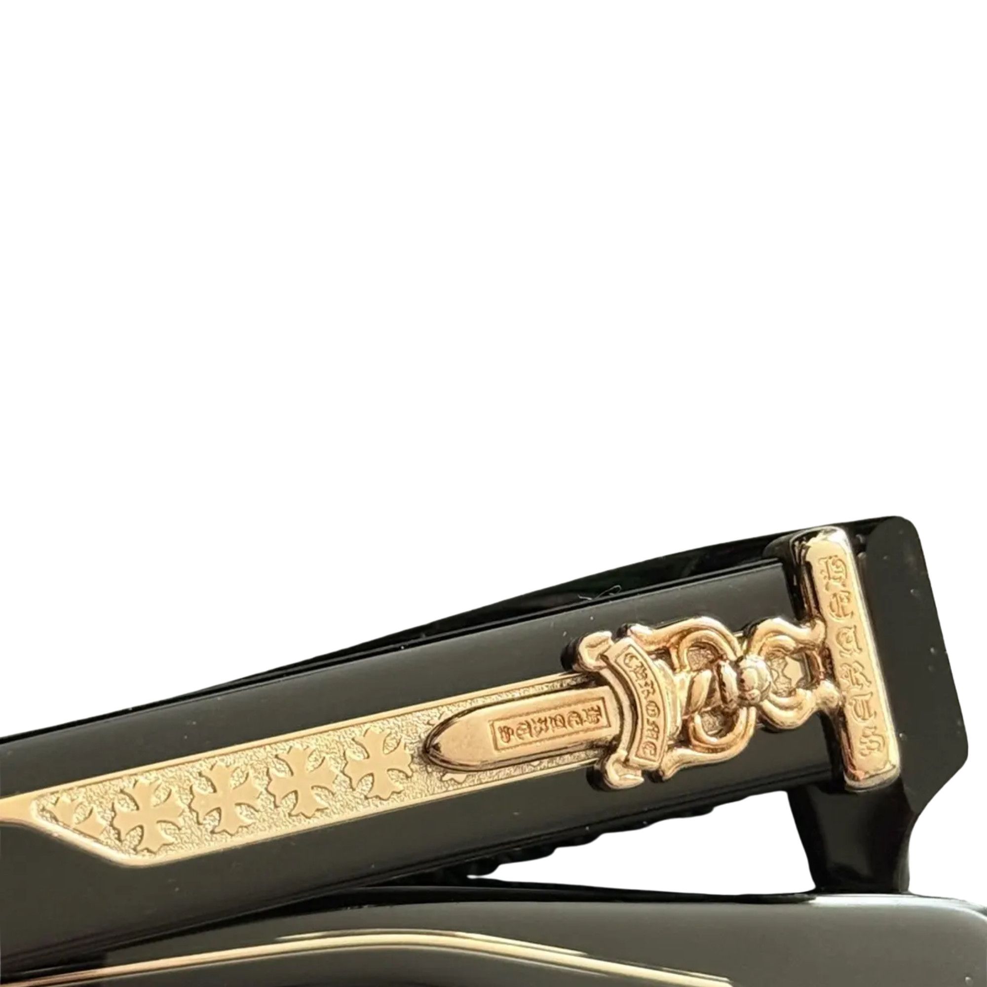 Chrome Hearts CHROME HEARTS BOX OFFICER BLACK 18K GOLD PLATED SUNGLASSES Size ONE SIZE - 6 Thumbnail