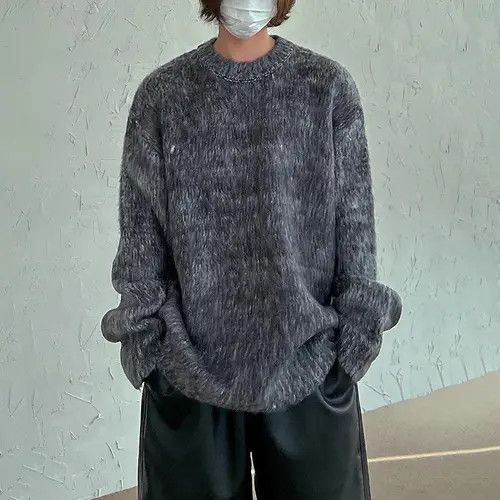 Vintage Gray Mohair Knit Sweater Y2k streetwear Size US L / EU 52-54 / 3 - 1 Thumbnail