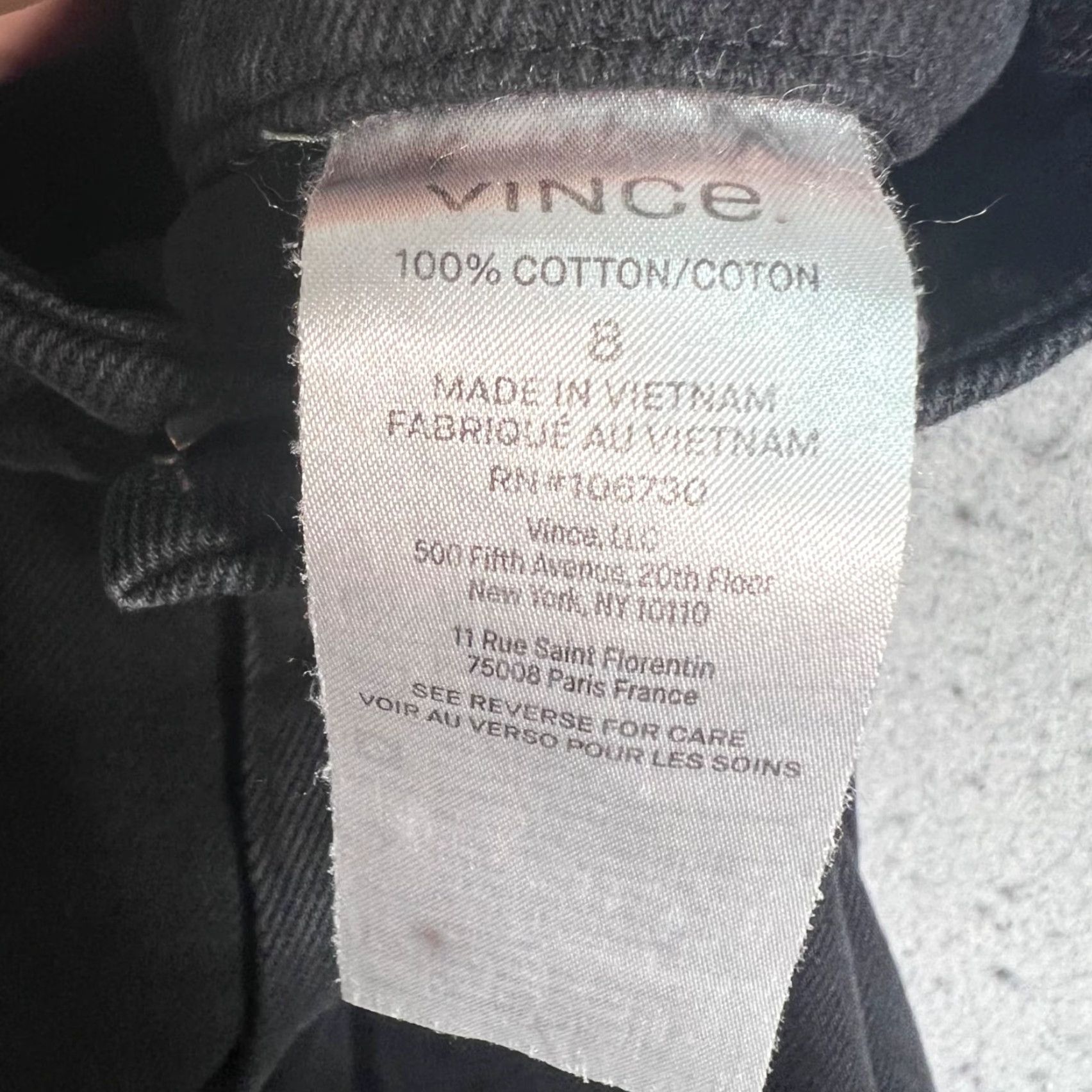 Vince Vince Womens Jeans Dark Wash 100% Cotton Wide-Leg Size 8 Inseam 30" Regular Rise High Waist Black Denim Mens? No gender at end: Women Size 30" / US 8 / IT 44 - 4 Thumbnail
