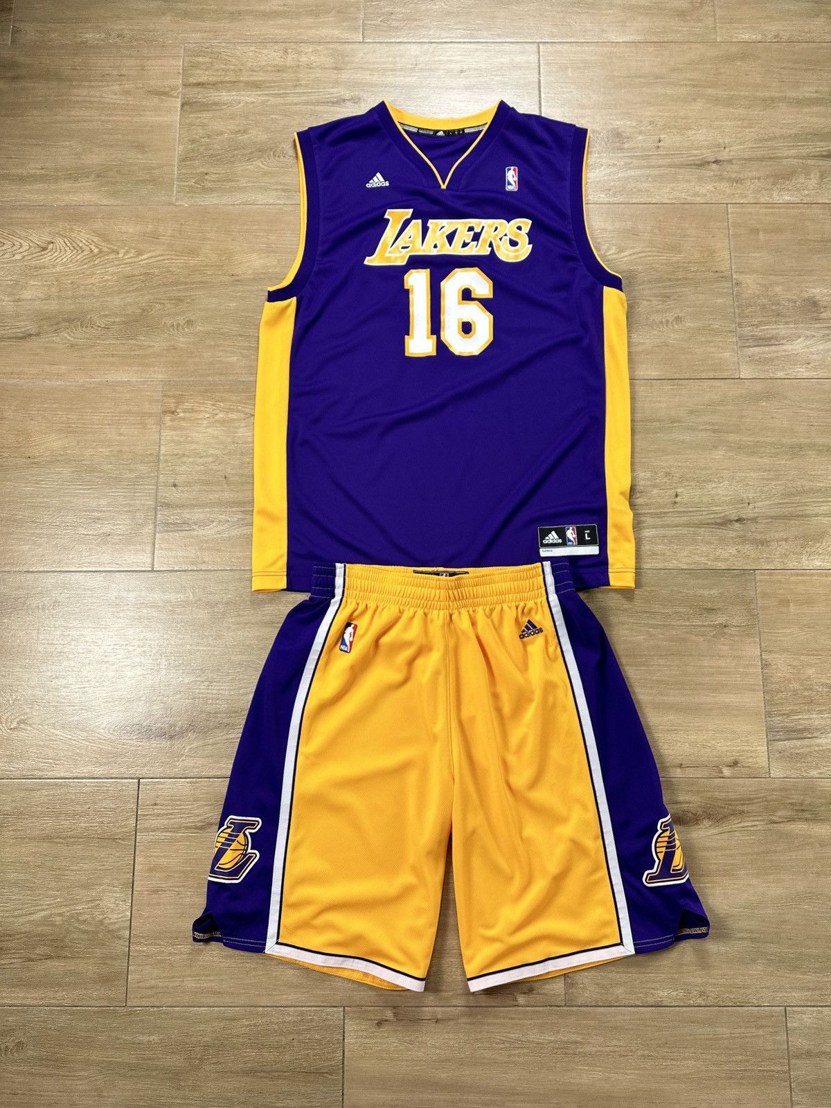 Adidas #16 Gasol L.A. Lakers Adidas Jerseys + Shorts Set Vintage