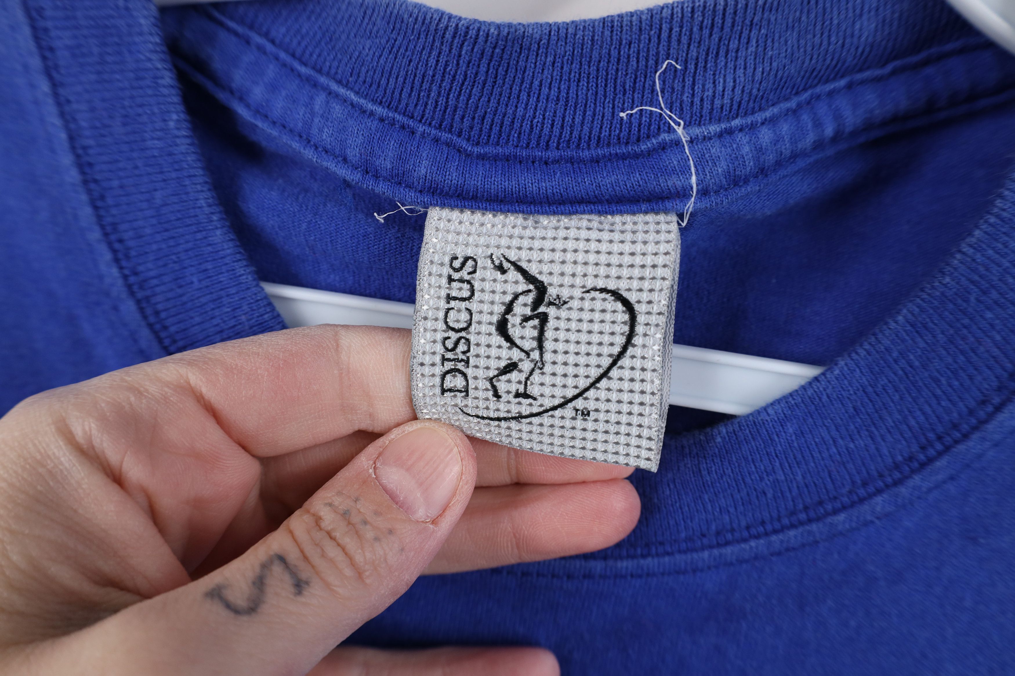 Vintage Vintage 90s Streetwear Blank Heavyweight Cotton T-Shirt Blue Size US M / EU 48-50 / 2 - 6 Thumbnail
