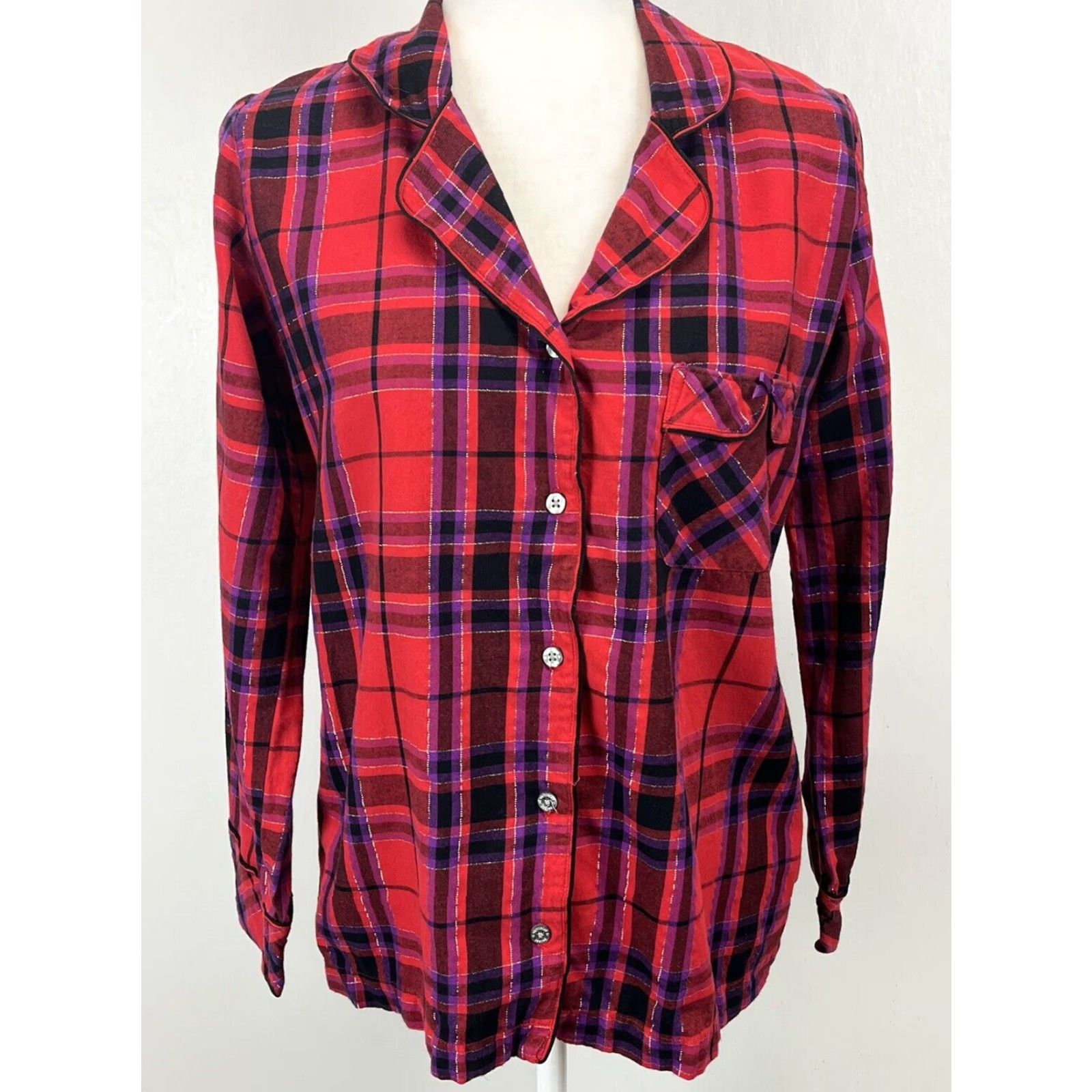 Victoria's Secret Victoria's Secret Pajama Set Flannel Plaid 2-Piece Women S Purple Red Christmas Holiday Winter Size S / US 4 / IT 40 - 2 Thumbnail