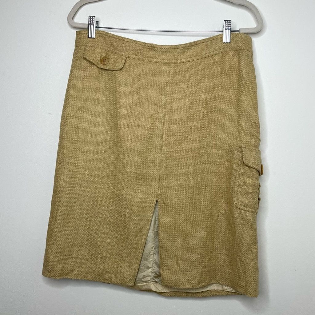 Zara Zara Linen Cargo Skirt with Front Slit 12 Size 34" / US 12 / IT 48 - 2 Thumbnail