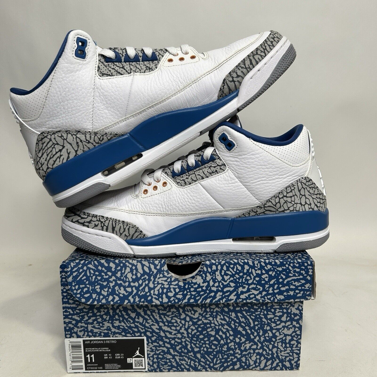 Nike Nike Air Jordan 3 Retro “Wizards/Blue White Copper” 2024 Size US 11 / EU 44 - 3 Thumbnail