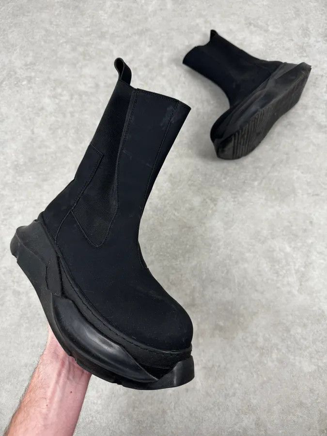 Rick Owens Rick Owens Black Modern Sole Rubber Chelsea Boots Size US 10 / EU 43 - 1 Thumbnail