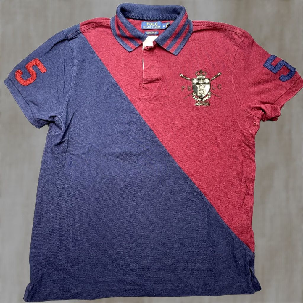 Polo Ralph Lauren Polo Ralph Lauren Polo Shirt Mens M Burgundy Colorblock Custom Slim Fit Size US M / EU 48-50 / 2 - 1 Thumbnail