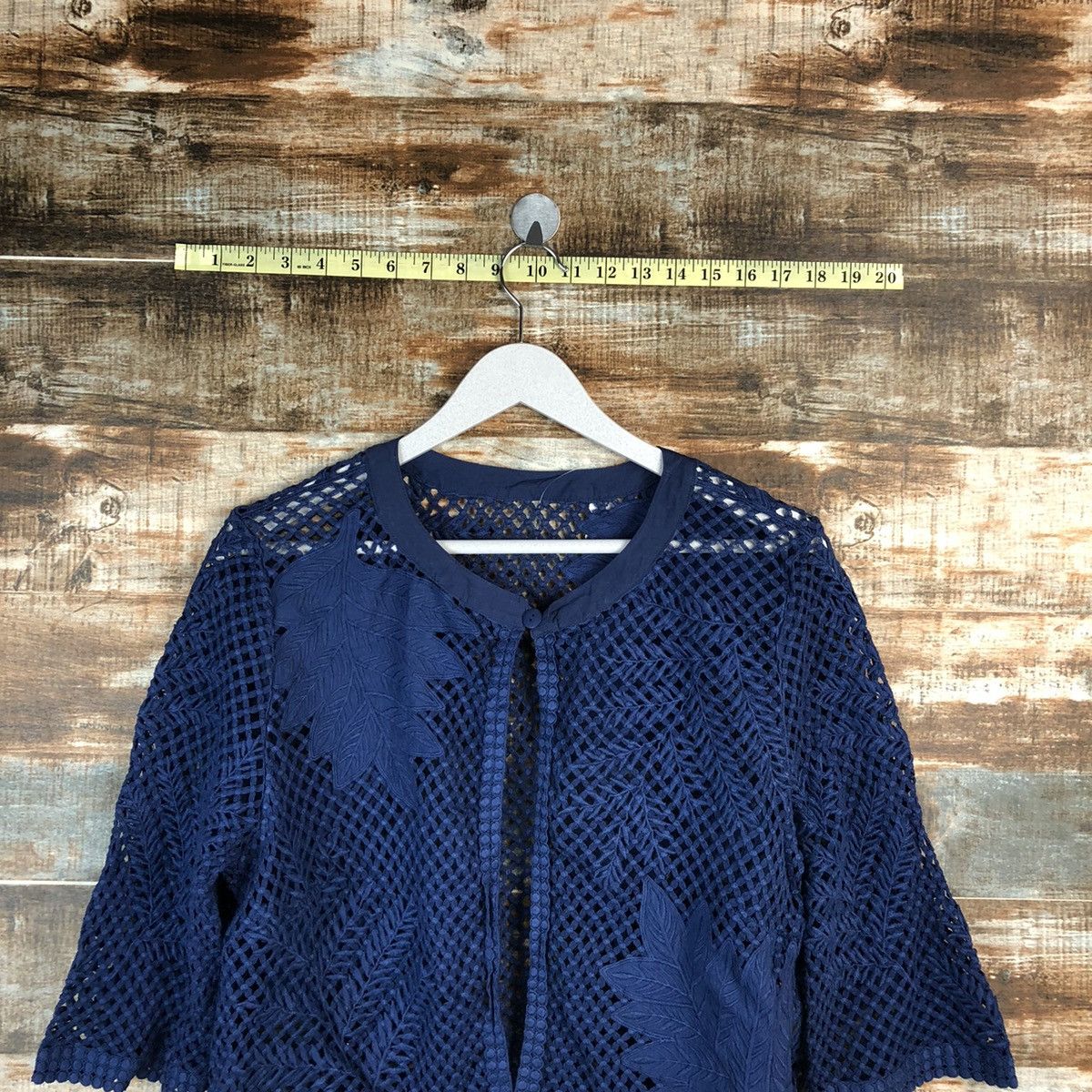 Hiroko Koshino Homme × Homespun Knitwear × Japanese Brand Hiroko Bis koshino Blue Knitwear crochet meshnet #A1557 Size M / US 6-8 / IT 42-44 - 2 Thumbnail