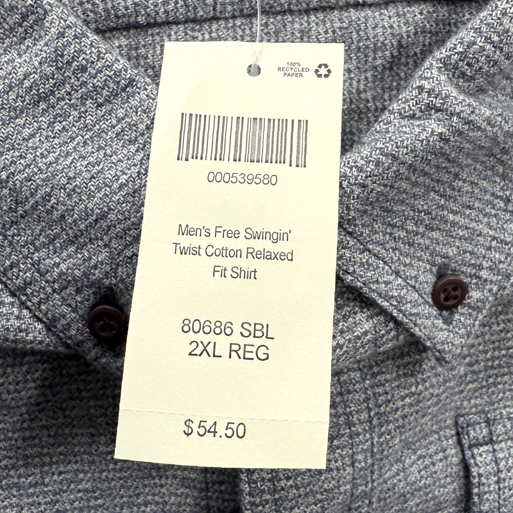 Duluth Trading Company Duluth Shirt Mens 2XL Gray Free Swingin' Twist Cotton Relaxed Fit Button Up Work Shirt Size US XXL / EU 58 / 5 - 4 Thumbnail