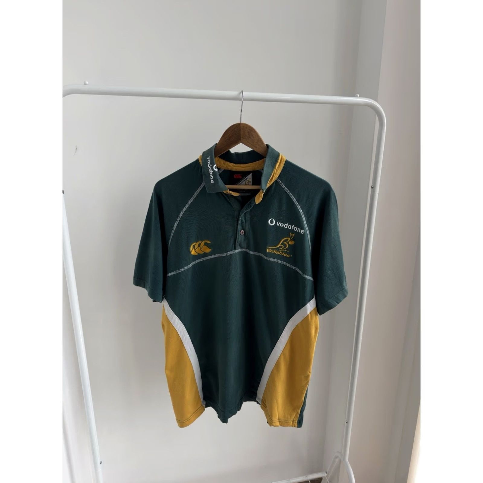 Vintage Canterbury Wallabies Polo Shirt Vintage 00s Striped Long Sleeve Green M Men Rugby Polo Shirt Size US M / EU 48-50 / 2 - 2 Thumbnail