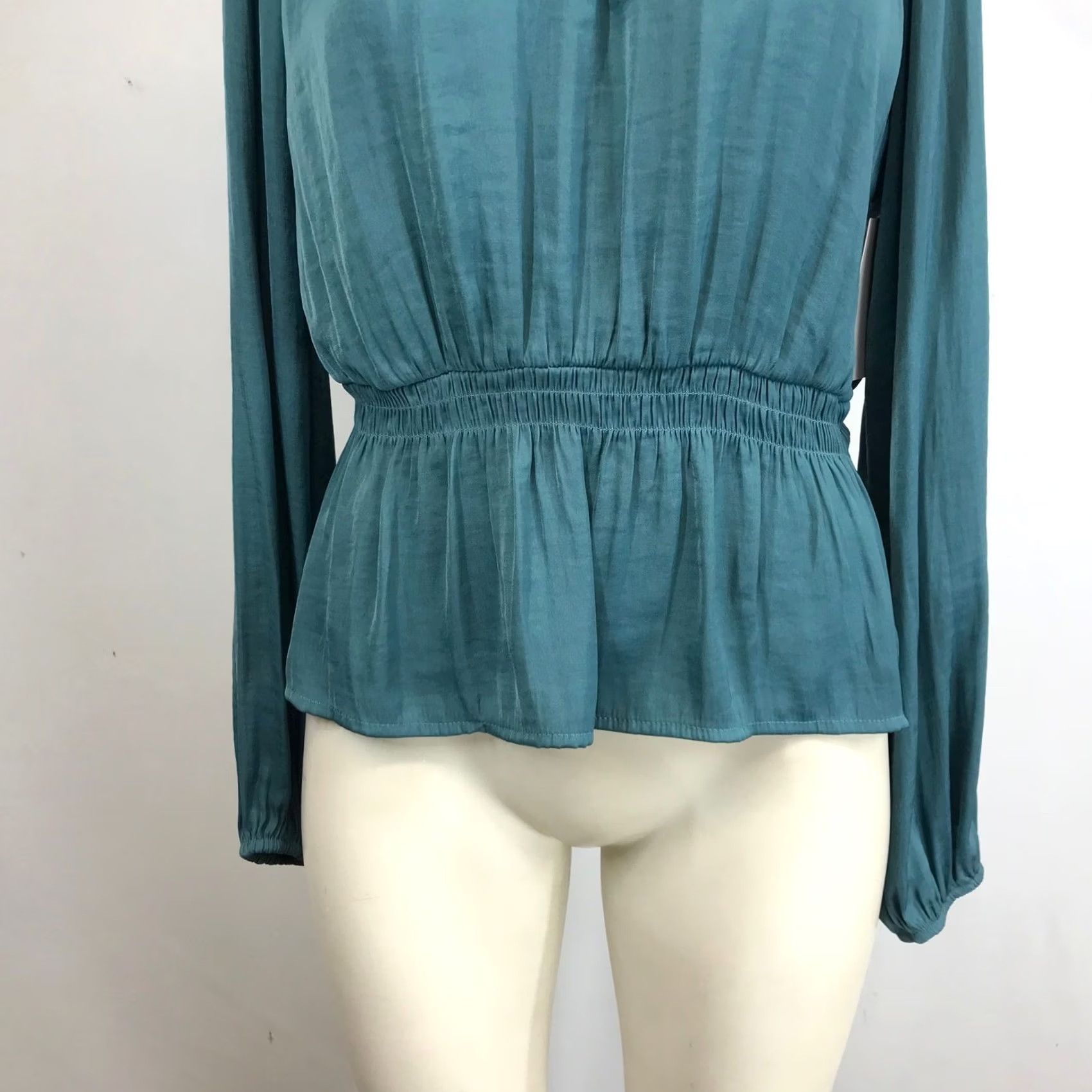 Nine West Nine West Blouse Teal Mock Neck Peplum Long Sleeve XS Women Size XS / US 0-2 / IT 36-38 - 3 Thumbnail