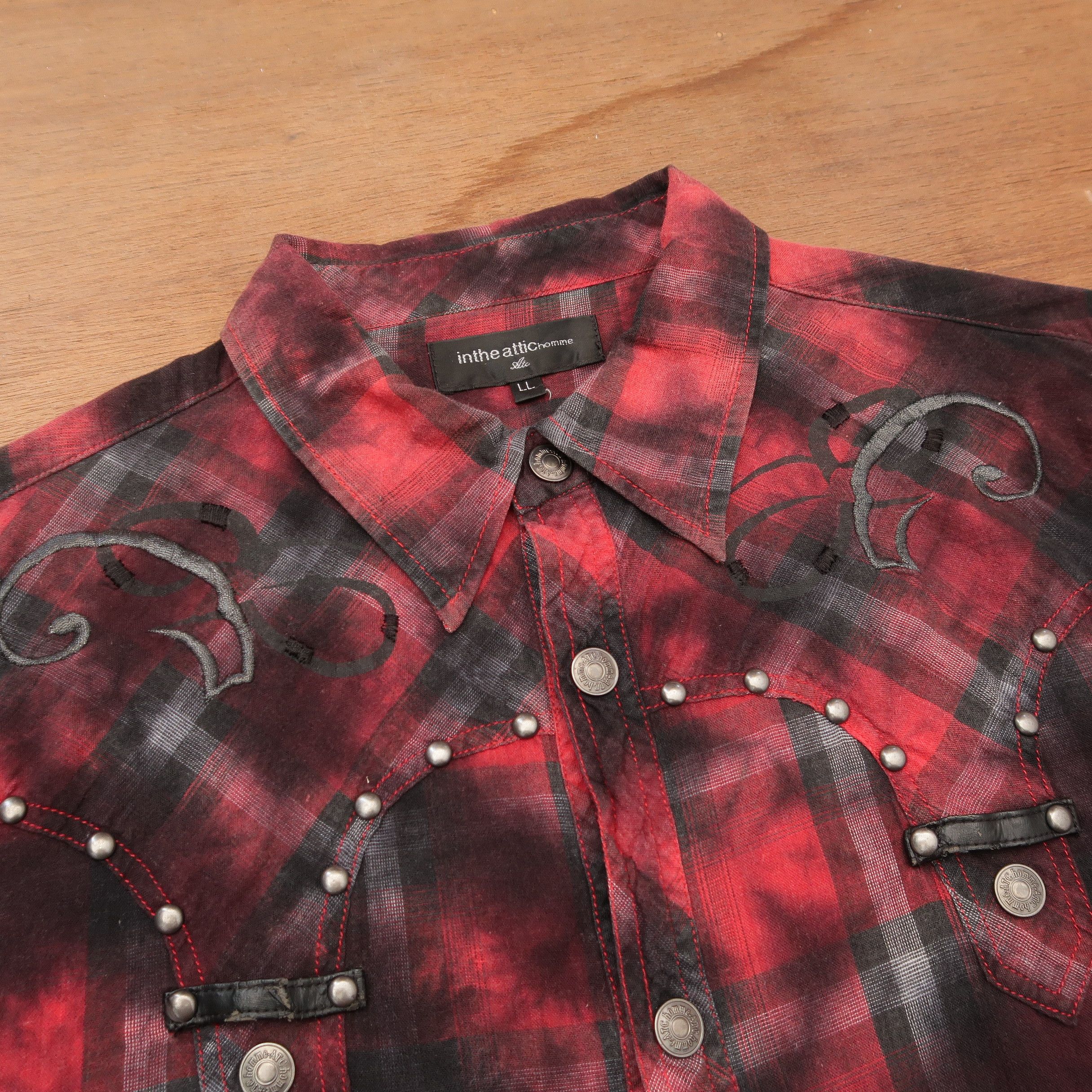 Japanese Brand 2000s If Six Was Nine Fog Pattern Punk Western Shirt Size US M / EU 48-50 / 2 - 5 Thumbnail