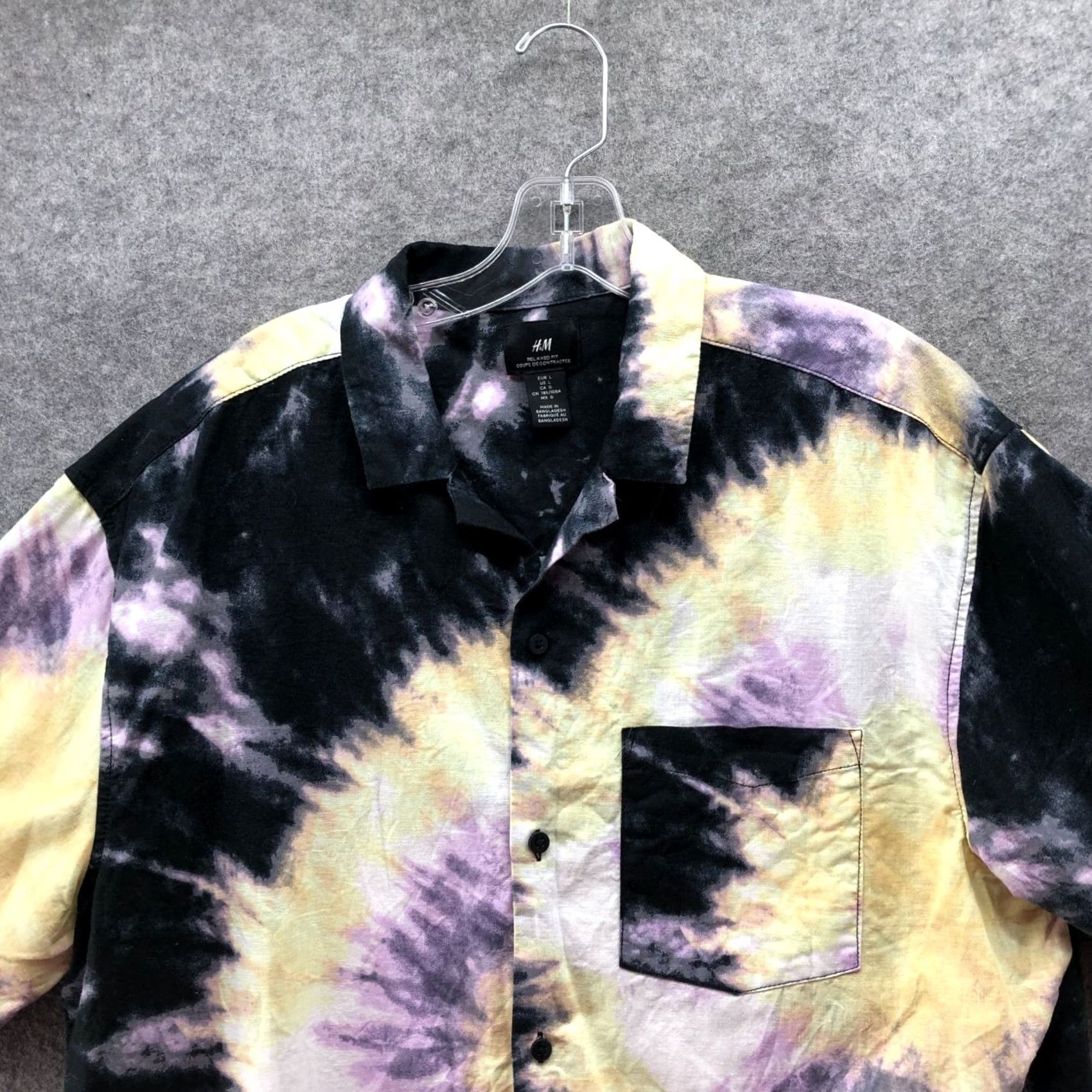 H&M H&M Cotton Linen Shirt Mens L Tie Dye Short Sleeve Button Up Purple Resort Beach Hawaiian Tropical Button-Down Collared Casual Travel Mens L Blue Size US L / EU 52-54 / 3 - 3 Thumbnail