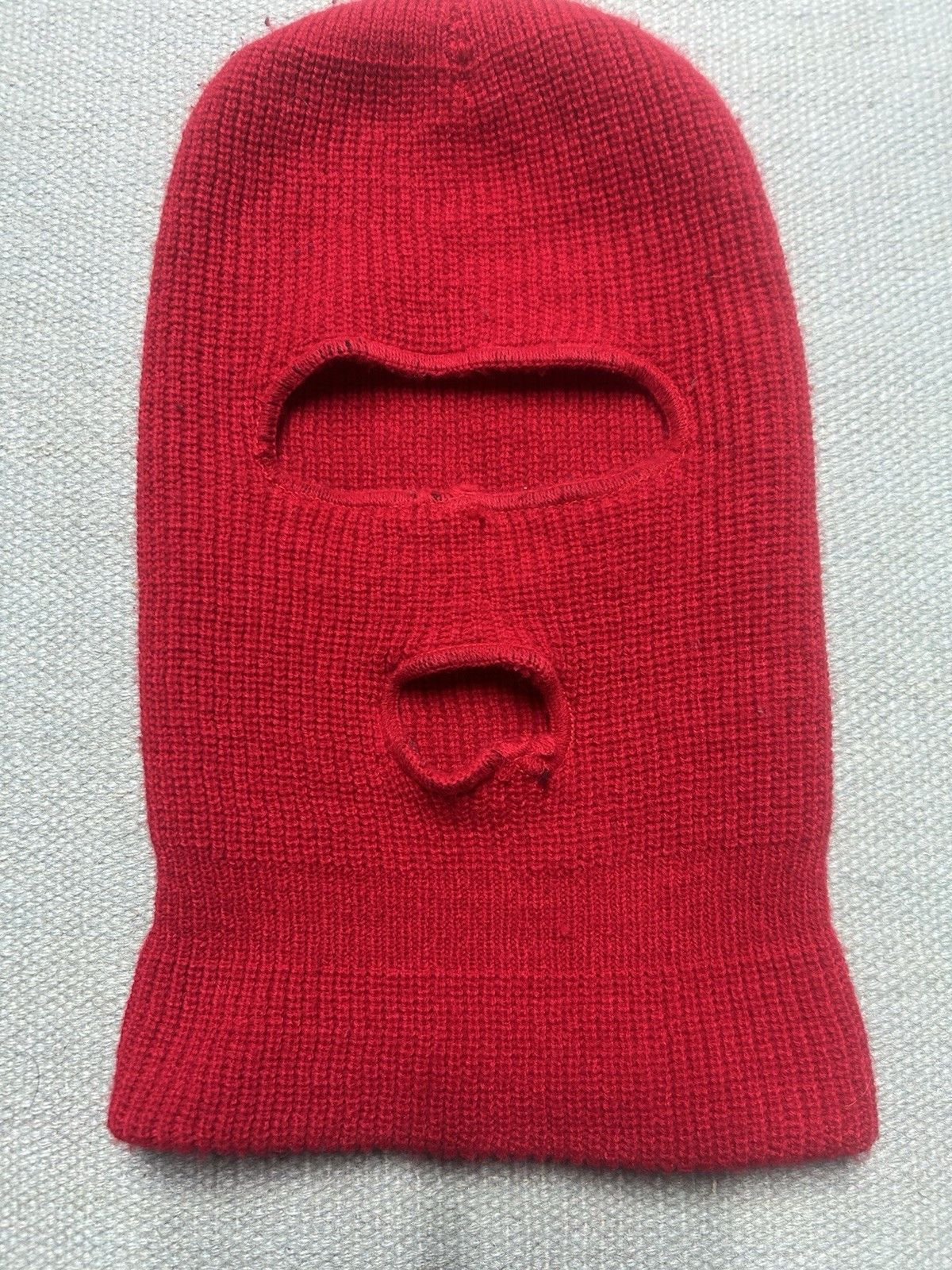 Vintage Vtg knit beanie balaclava robber snowmobile hat OSFA 2 hole Size ONE SIZE - 2 Thumbnail