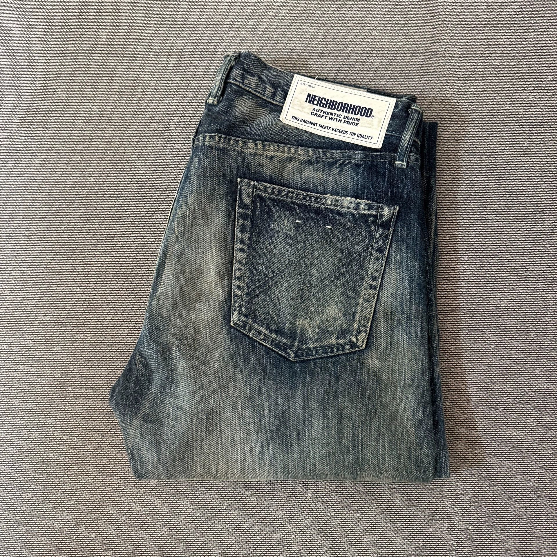 Neighborhood NEIGHBORHOOD 20SS BULLET SAVAGE STRAIGHT JEANS MID BLUE L Size US 34 / EU 50 - 1 Thumbnail