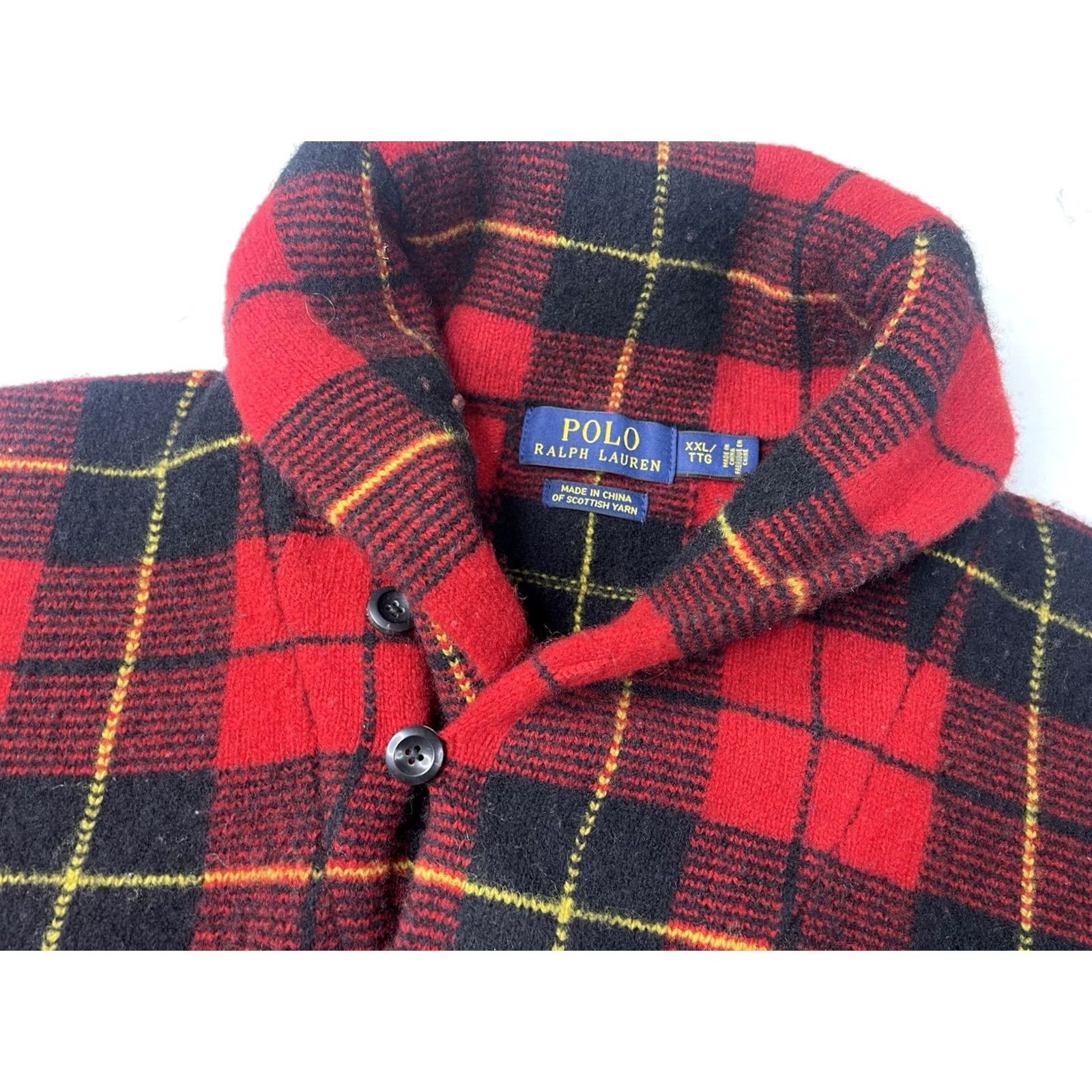 Ralph Lauren Ralph Lauren Polo Sweater Knit Plaid Shawl Collar Wool 2XL Men Red, Pullover, Regular Size, Wool Size US XXL / EU 58 / 5 - 2 Thumbnail