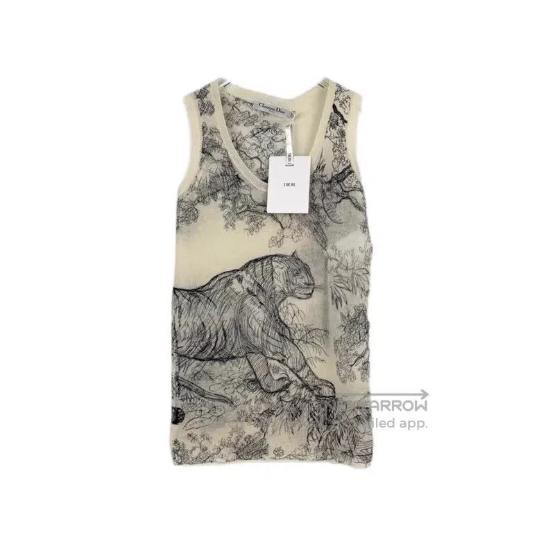 Dior Dior White zoo embroidered cashmere vest Size XS / US 0-2 / IT 36-38 - 1 Thumbnail