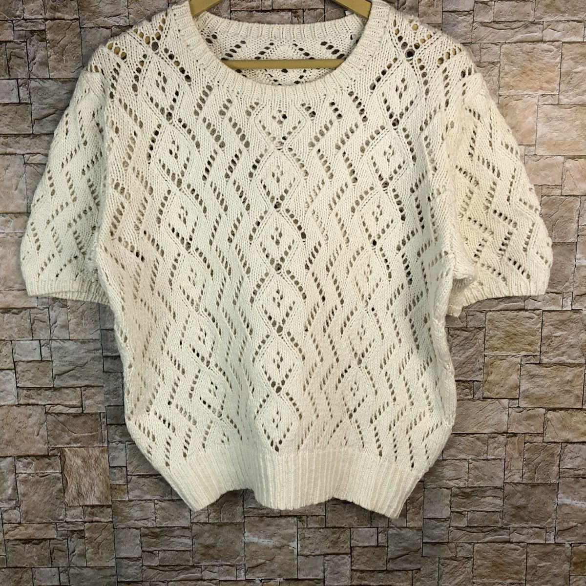 Japanese Brand × Vintage Japanese Brand White crochet mesh net Knitwear #A857 Size S / US 4 / IT 40 - 3 Thumbnail