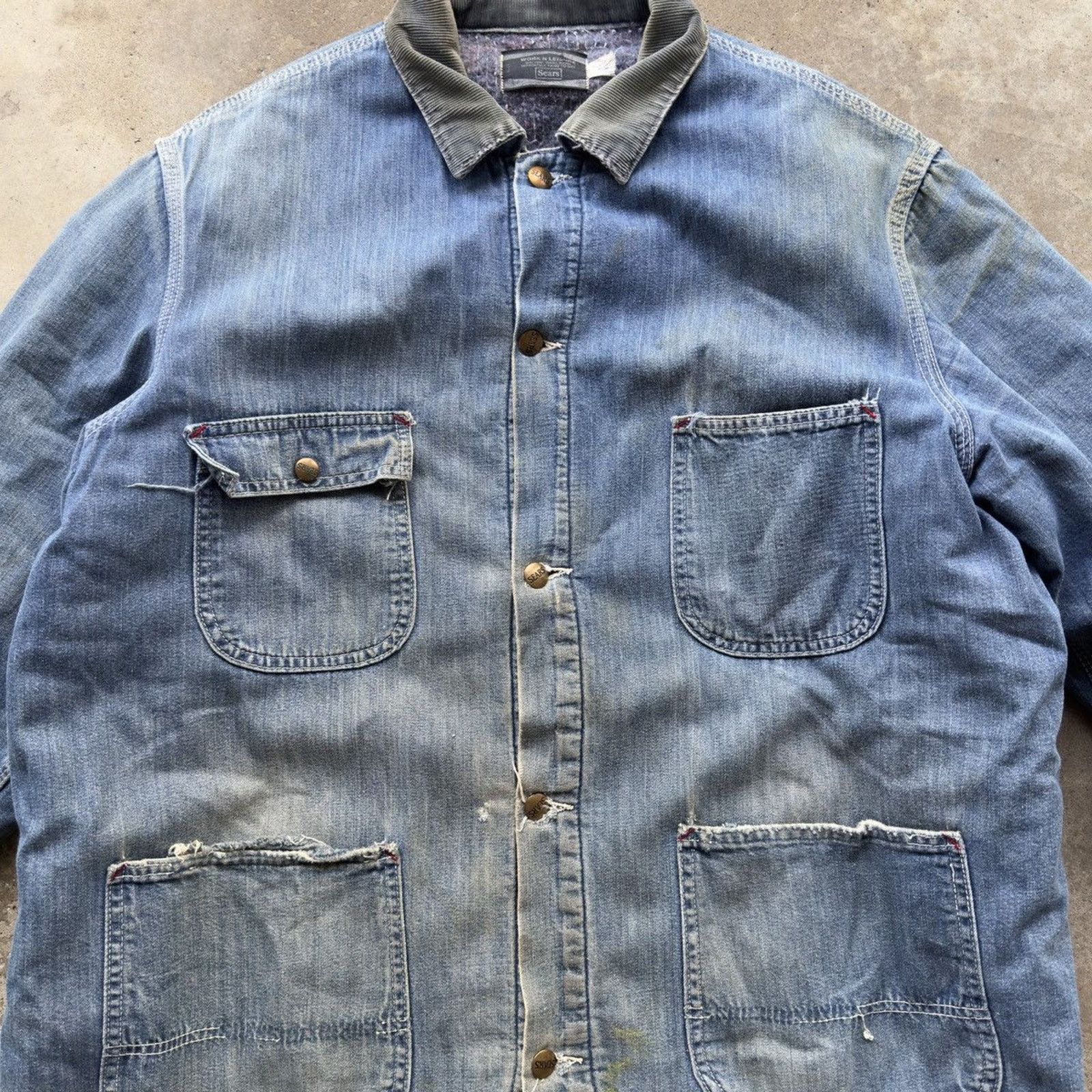 Vintage Thrashed Faded Distressed Sears Chore Coat ERD Grunge RRL Size US XL / EU 56 / 4 - 15 Thumbnail