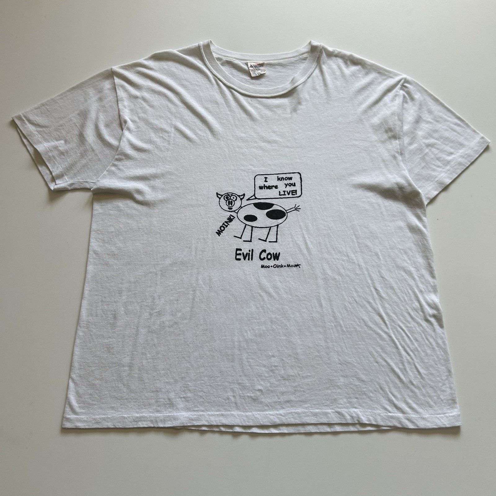 Vintage Vintage 90s Evil Cow T Shirt XL White Funny Animal Art Rare Size US XL / EU 56 / 4 - 1 Thumbnail