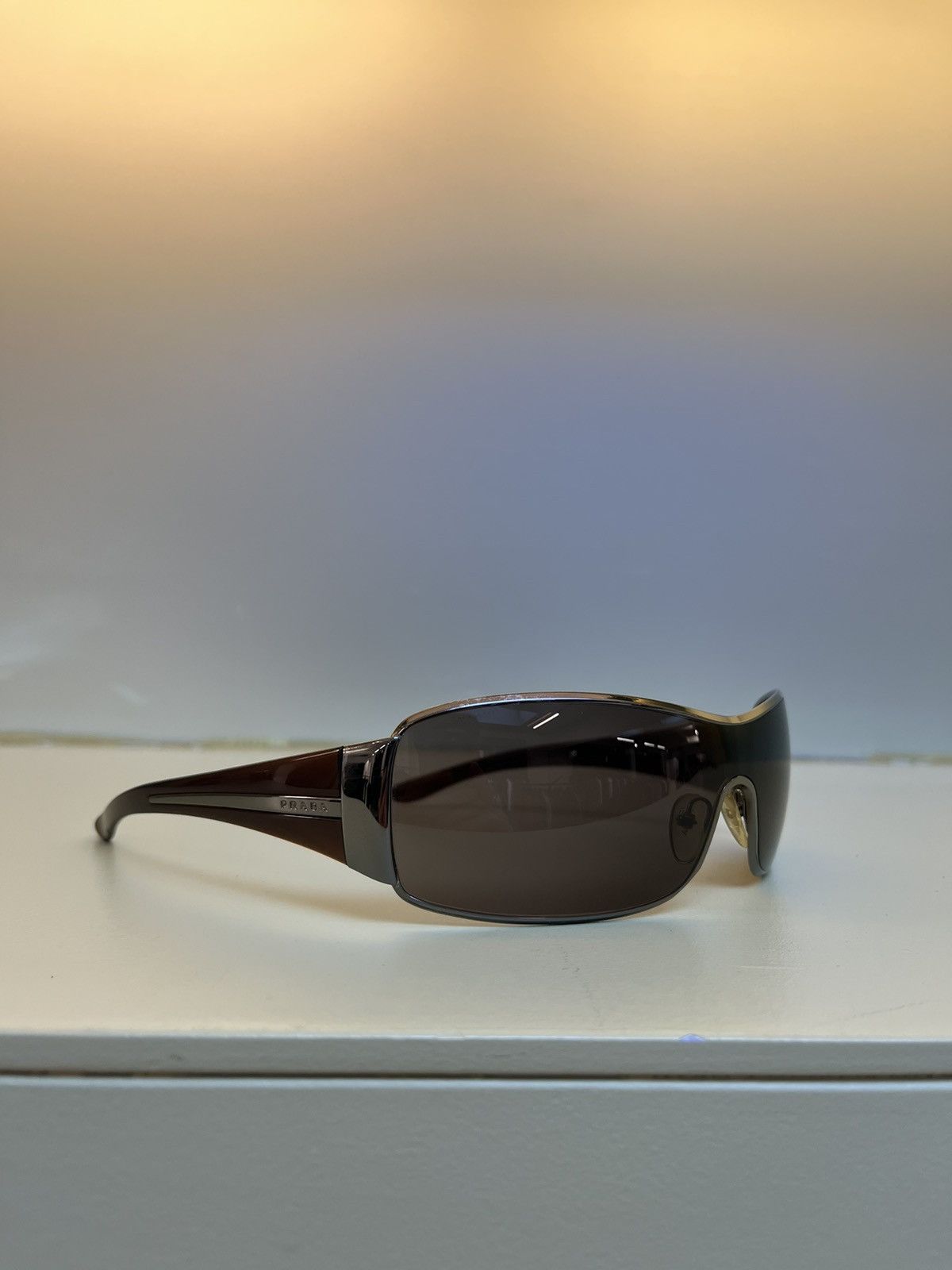 image of Prada Spr 53H Vintage Chrome Sunglasses, Men's