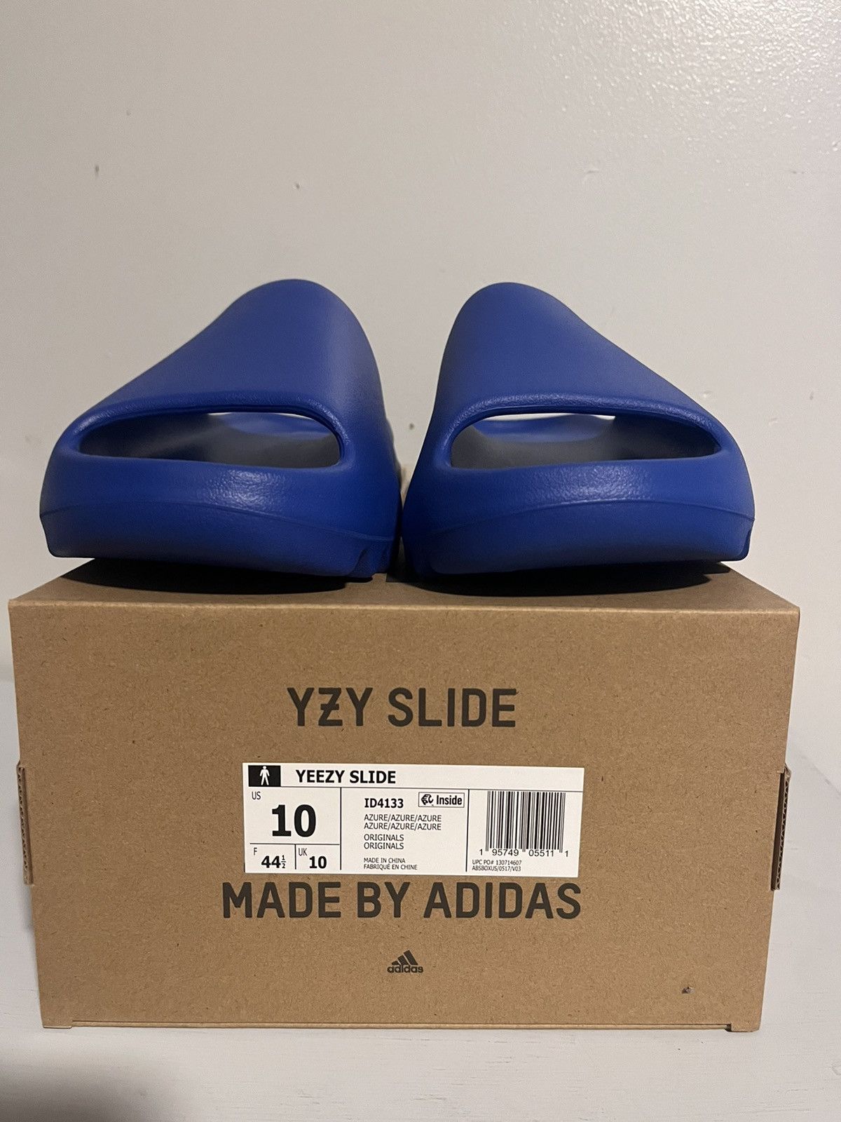 image of Adidas Yeezy Slides Azure (Id4133) Size 10 in Blue, Men's