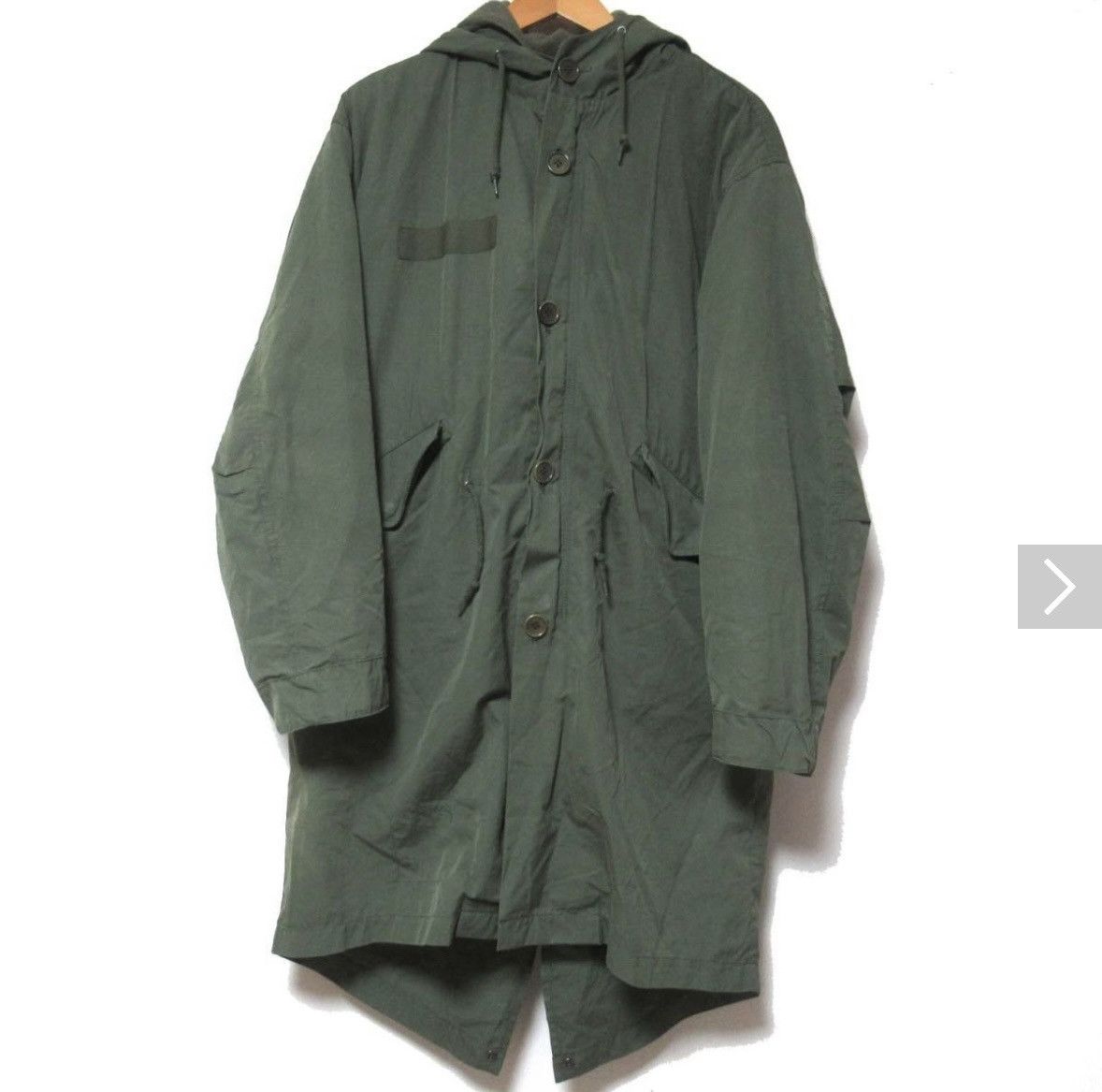 image of Vintage Helmut Lang Fleece Liner Fishtail Military Coat in Olive, Men's (Size Medium)