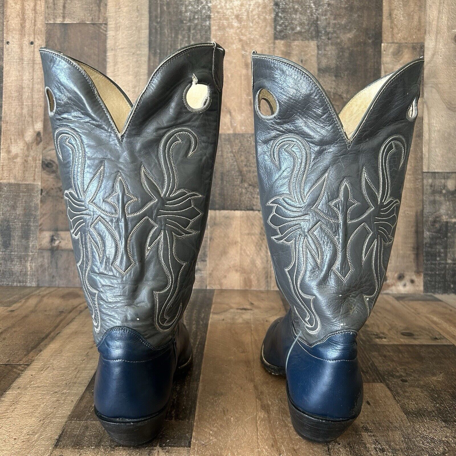 Vintage Hondo Vintage Blue Western Cowboy Boots Mens 9.5 EEE Size US 9.5 / EU 42-43 - 7 Thumbnail