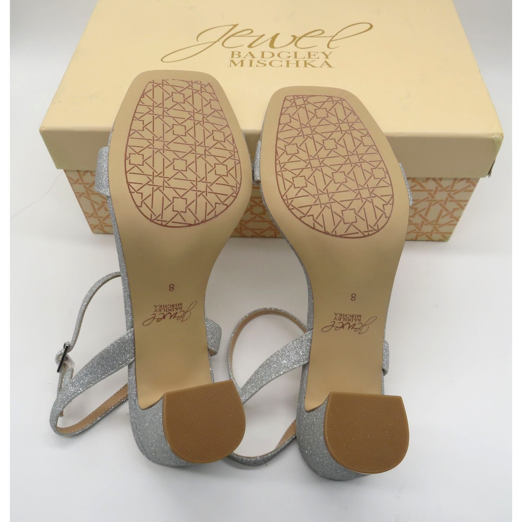 Badgley Mischka Badgley Mischka Womens Silver Glitter Block Heel Sandals Siz Size US 8 / IT 38 - 5 Thumbnail