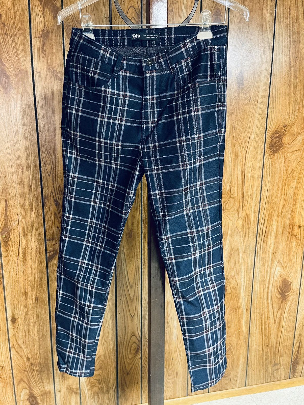 Zara Zara Men’s Blue Checked Stretch Dress Pants Size US 30 / EU 46 - 2 Thumbnail
