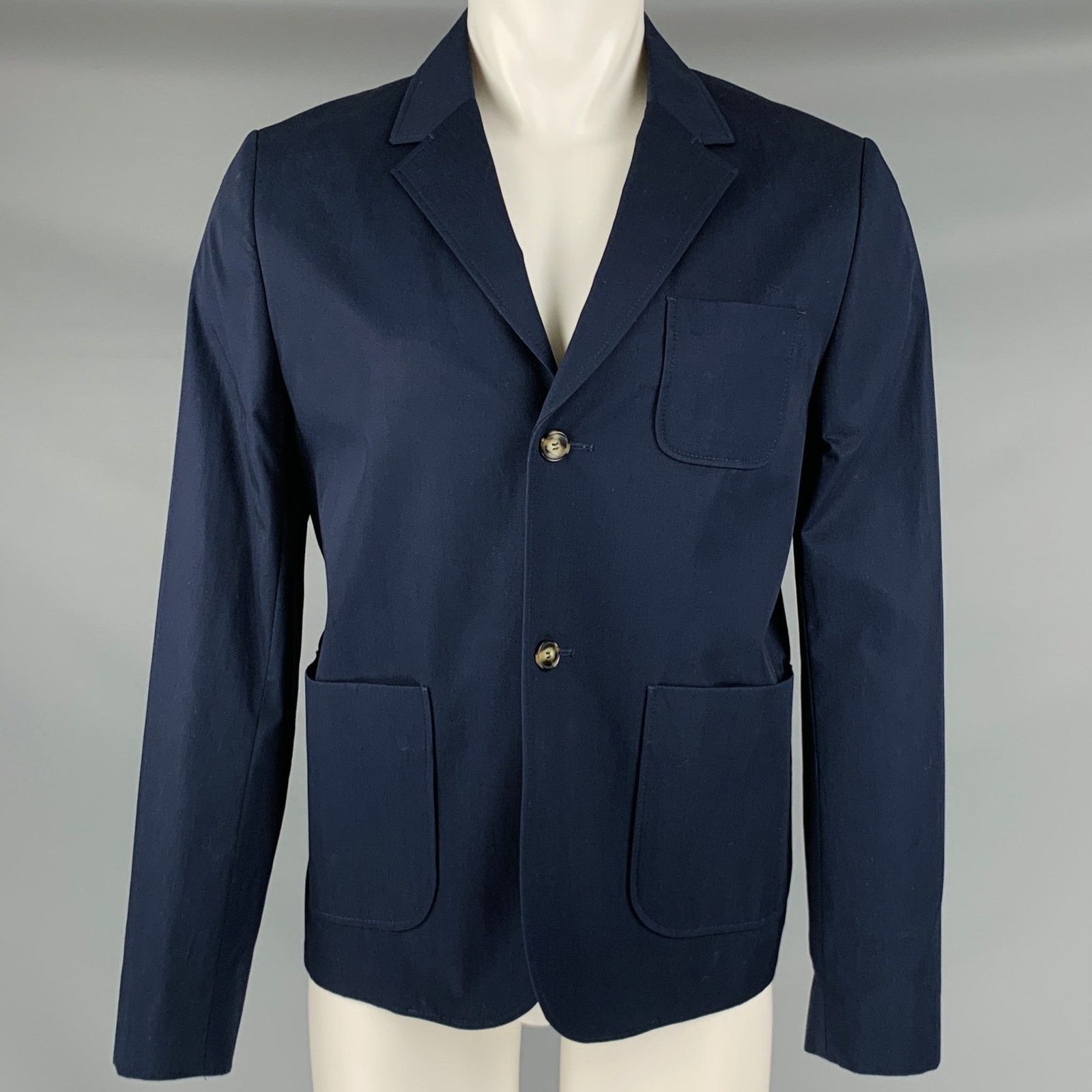 Carven CARVEN Size 40 Navy Cotton Single Breasted Jacket Size US L / EU 52-54 / 3 - 1 Thumbnail