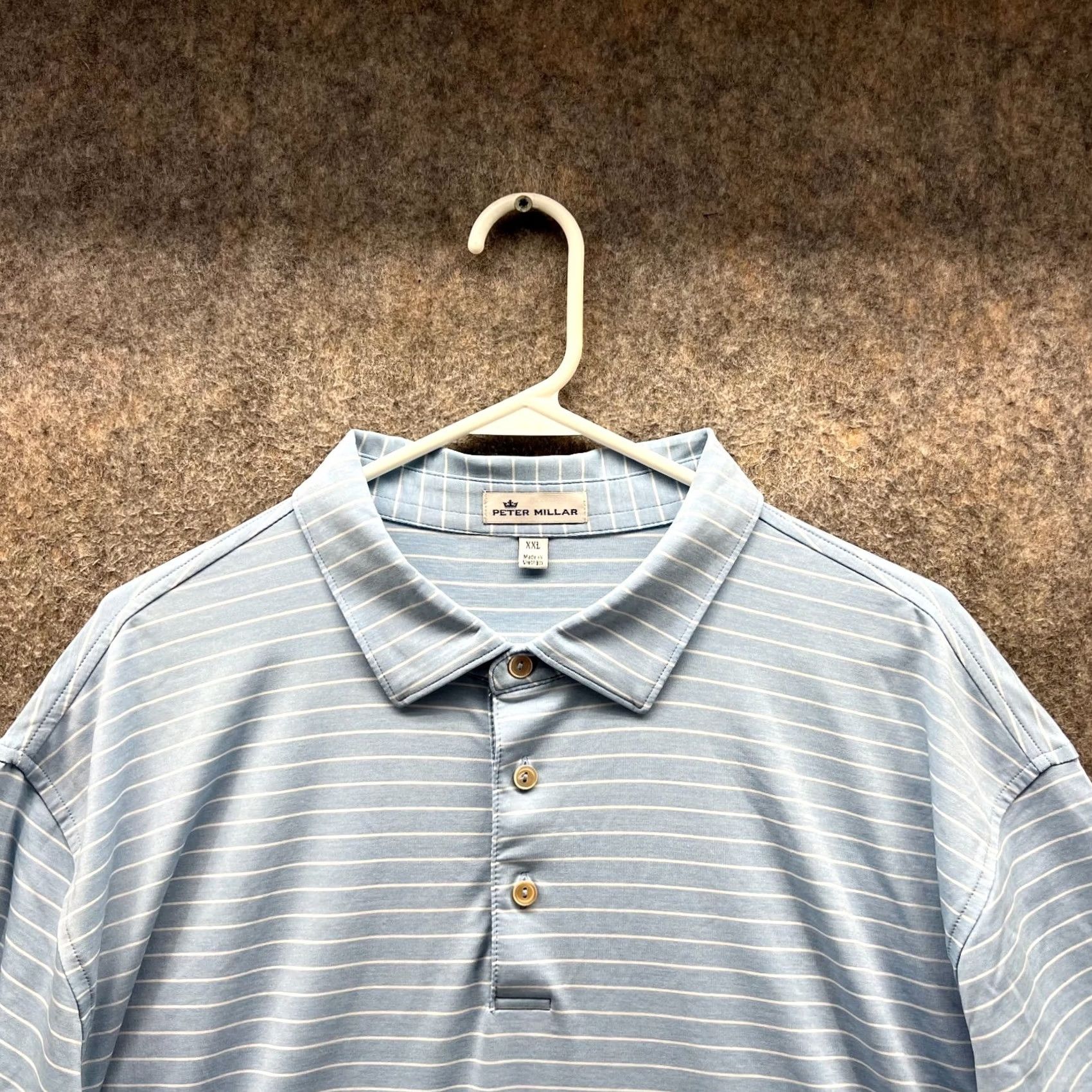 Peter Millar Peter Millar Polo Shirt Men 2XL Blue Striped Crown Crafted Halifax Stretch Short Sleeve Collared Button Polo Size US XXL / EU 58 / 5 - 4 Thumbnail