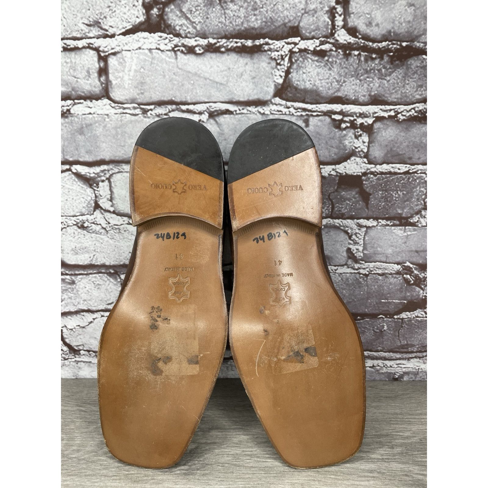 Other Marco Delli Brown Leather Shimmer Square Toe Loafers Dress S Size US 8 / EU 41 - 13 Thumbnail