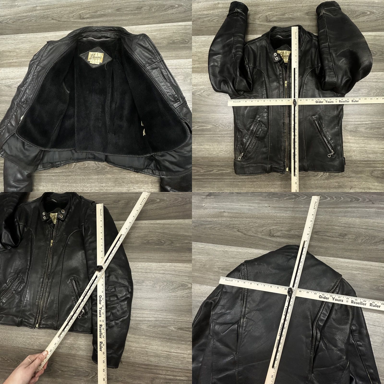 Ben Sherman VINTAGE Bermans Leather Jacket Mens 38 Medium Black Motorcycle Biker Size US XXS / EU 40 - 9 Thumbnail
