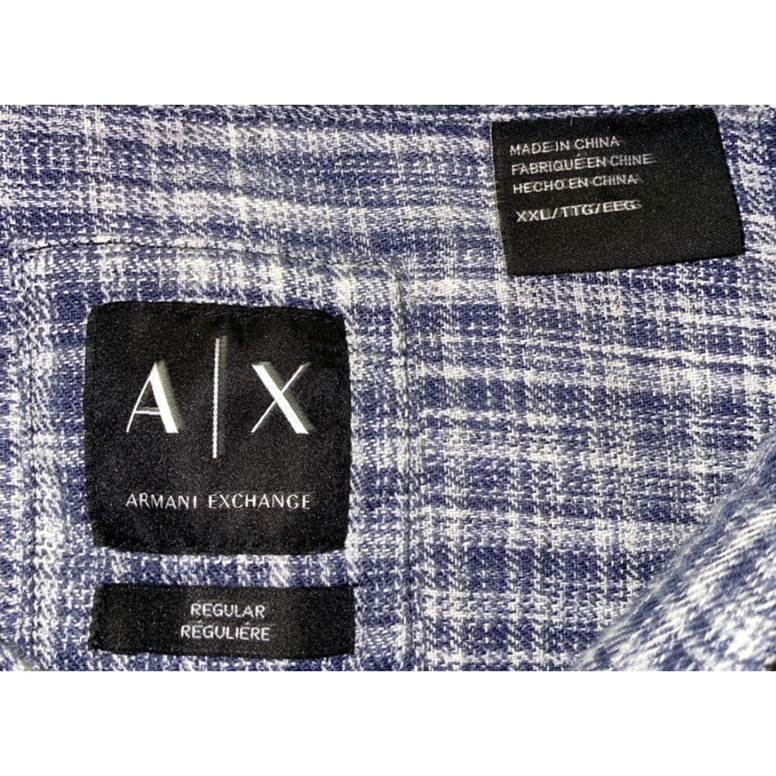 Armani Exchange Armini Exchange Mens Button-Up Shirt Long Sleeve Blue White 2XL Collared Casual Colorful Check Size US XXL / EU 58 / 5 - 6 Thumbnail