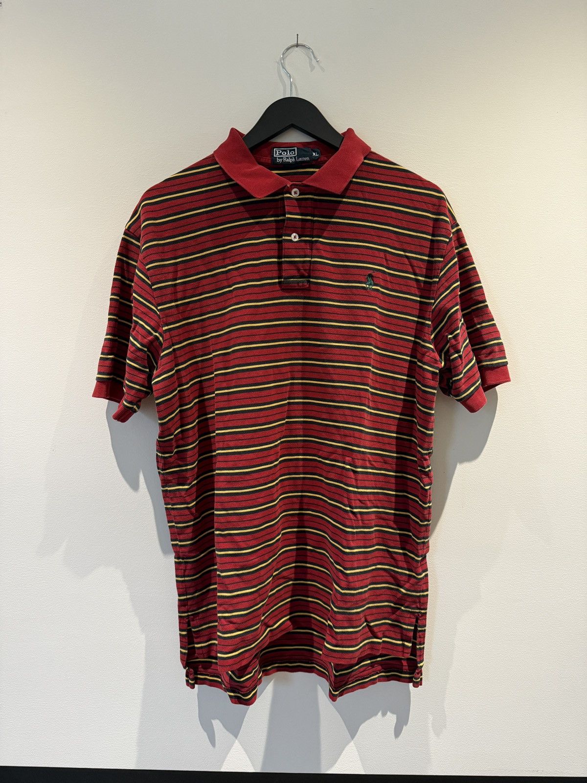 Polo Ralph Lauren × Vintage Vintage Red Striped Polo Size US L / EU 52-54 / 3 - 1 Thumbnail