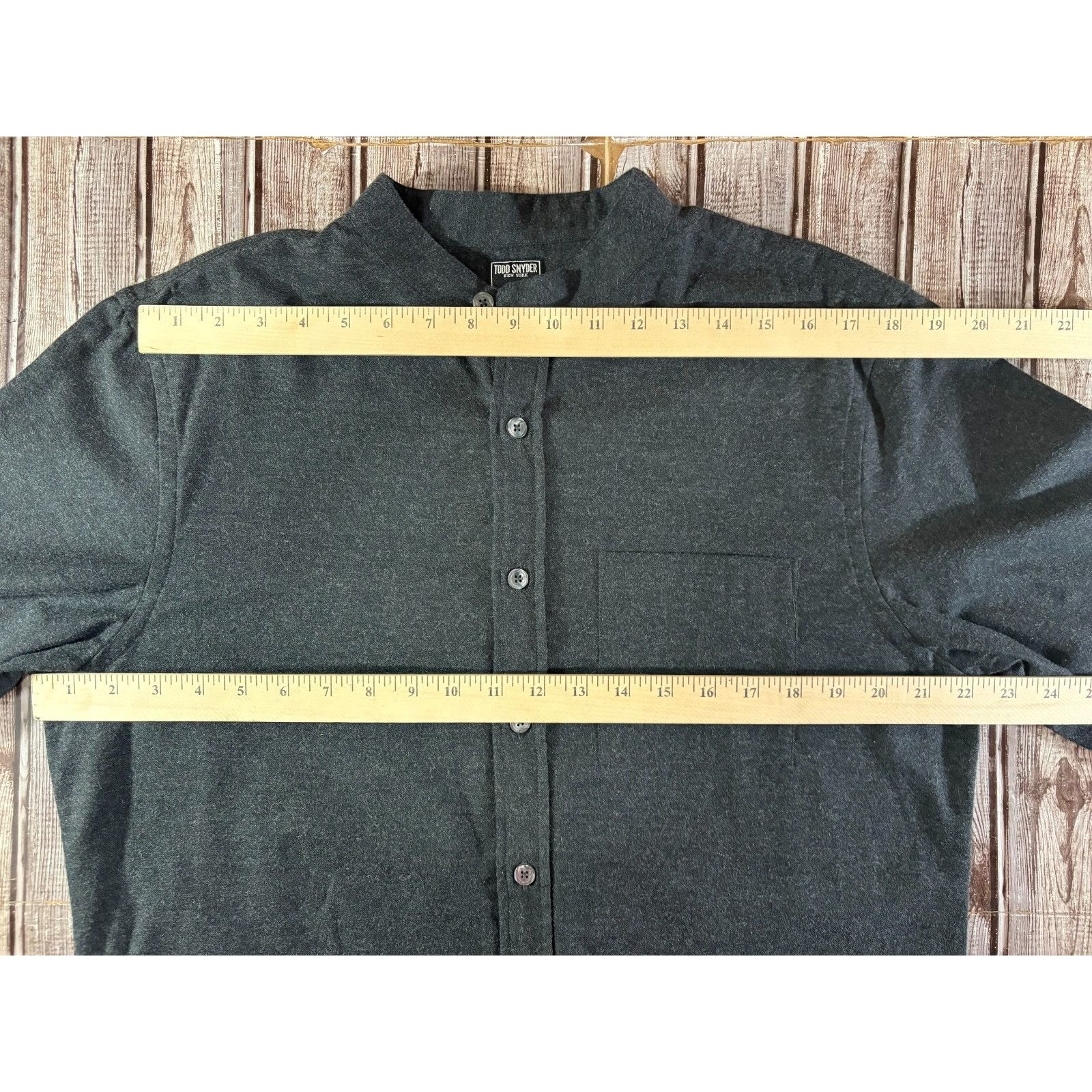 Todd Snyder Todd Snyder Band Collar flannel Shirt size L color dark grey Size US L / EU 52-54 / 3 - 7 Thumbnail