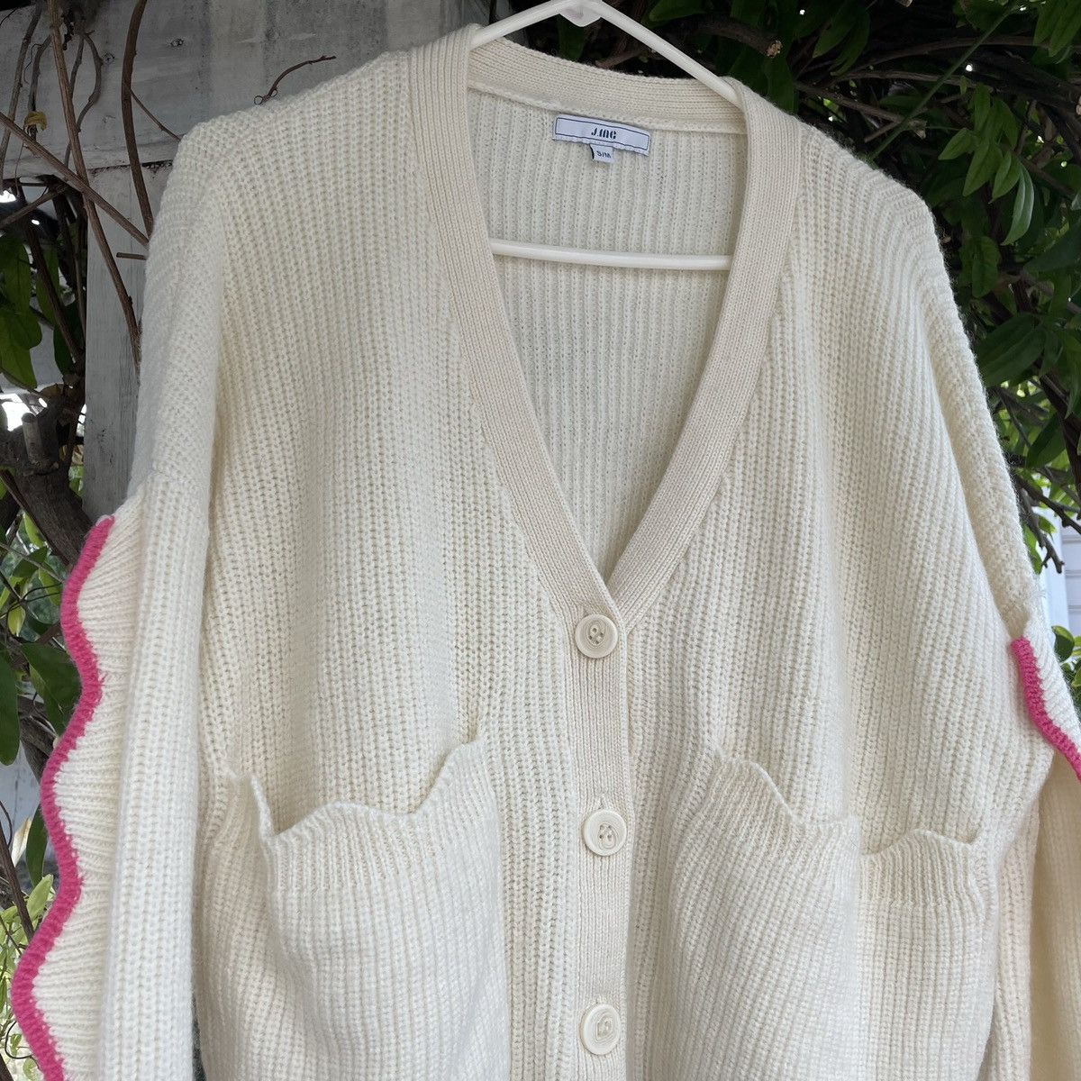 Other Hand Knit Cropped Crotchet Cardigan Shirt Boxy Bowling Size US L / EU 52-54 / 3 - 4 Thumbnail
