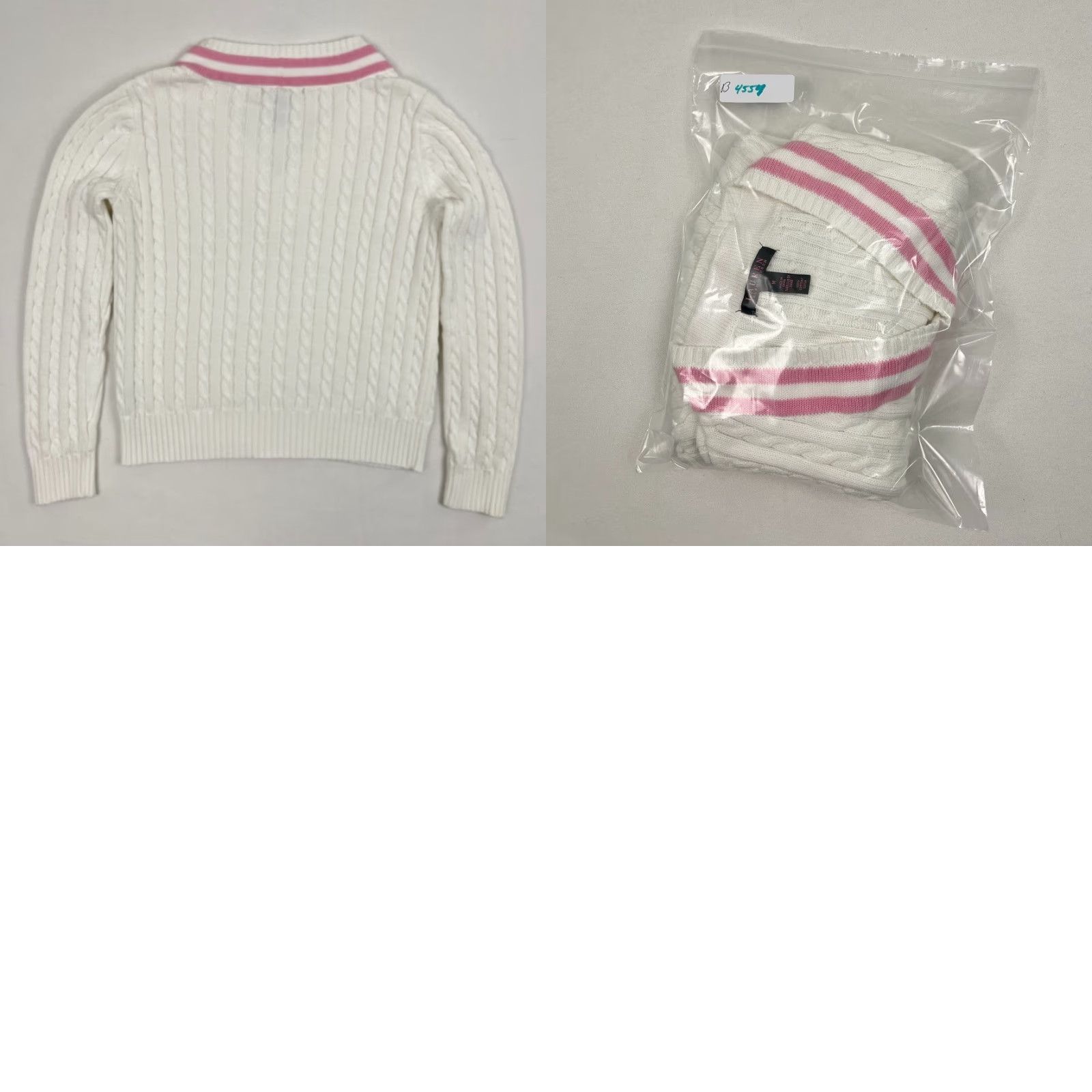 Ralph Lauren Ralph Lauren Sweater Womens M White Pink Cable Knit Tennis Academia Prep Y2K Size M / US 6-8 / IT 42-44 - 8 Thumbnail