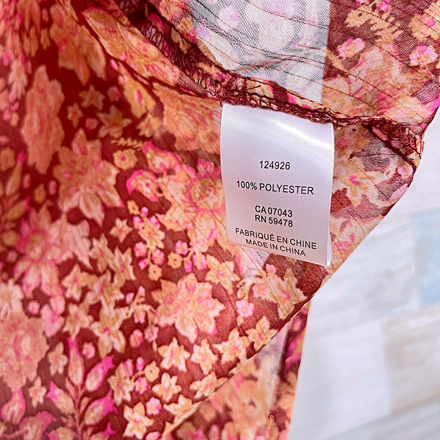 Joie JOIE Floral Ruffle Smocked Sheer Blouson Top Burgundy XS Size XS / US 0-2 / IT 36-38 - 6 Thumbnail