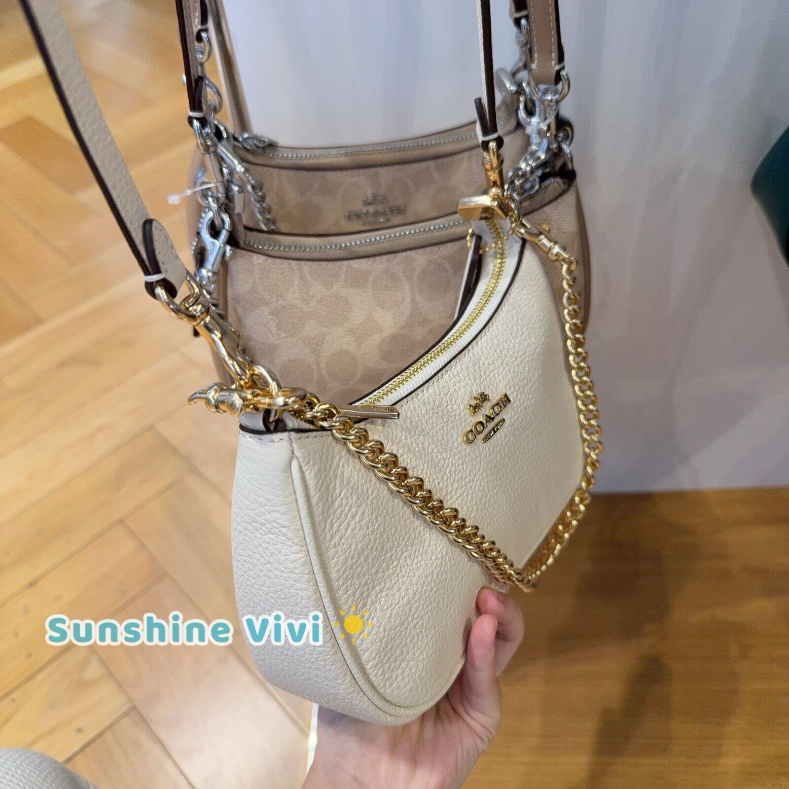 Coach NWT Coach Teri Mini Crossbody Bag CW309 Leather Chalk Size ONE SIZE - 3 Thumbnail