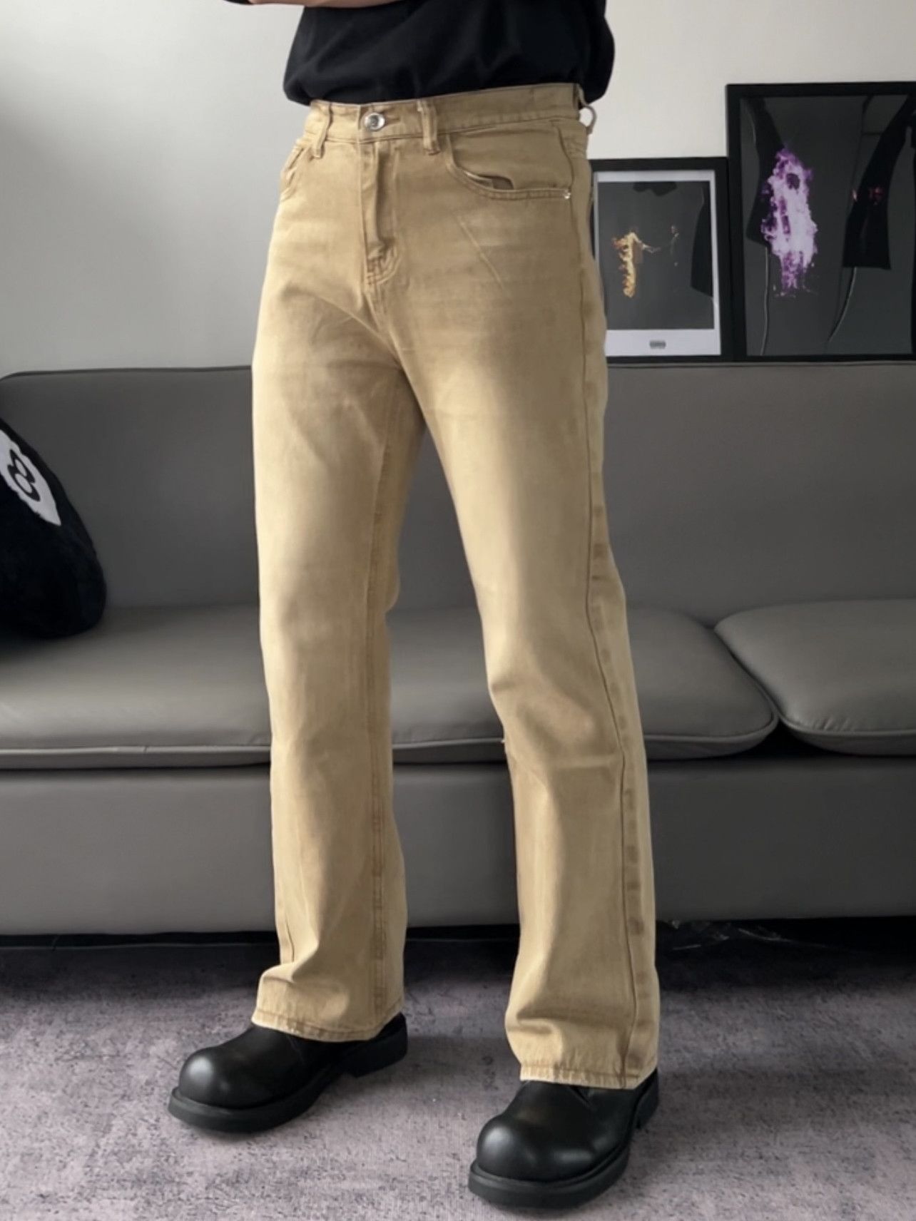 grunge faded washed flared jeans