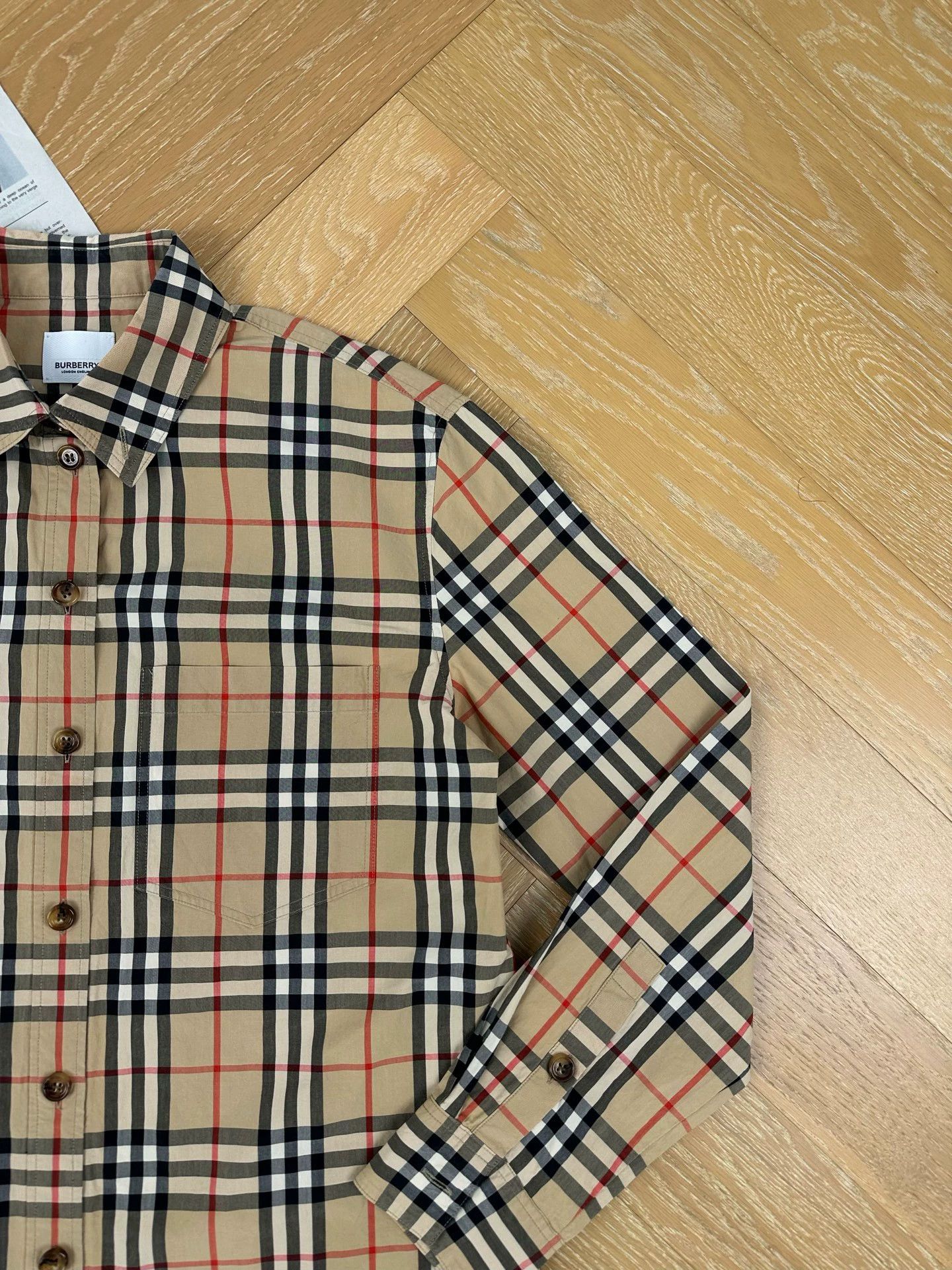 Burberry bbr button-down check longsleeve shirt khaki UK6 99 women's Size XS / US 0-2 / IT 36-38 - 5 Thumbnail