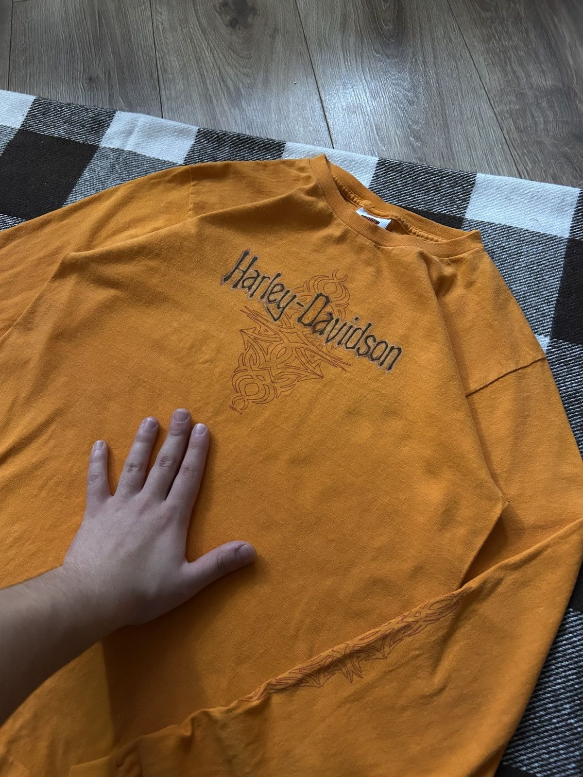 Harley Davidson × Vintage Harley Davidson y2k orange long-sleeved Ares Eights 2000s Size US M / EU 48-50 / 2 - 3 Thumbnail