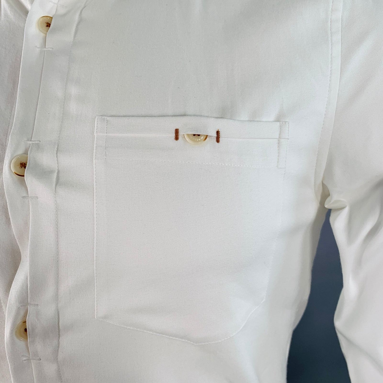 Brixton White Cotton Blend One Pocket Long Sleeve Shirt