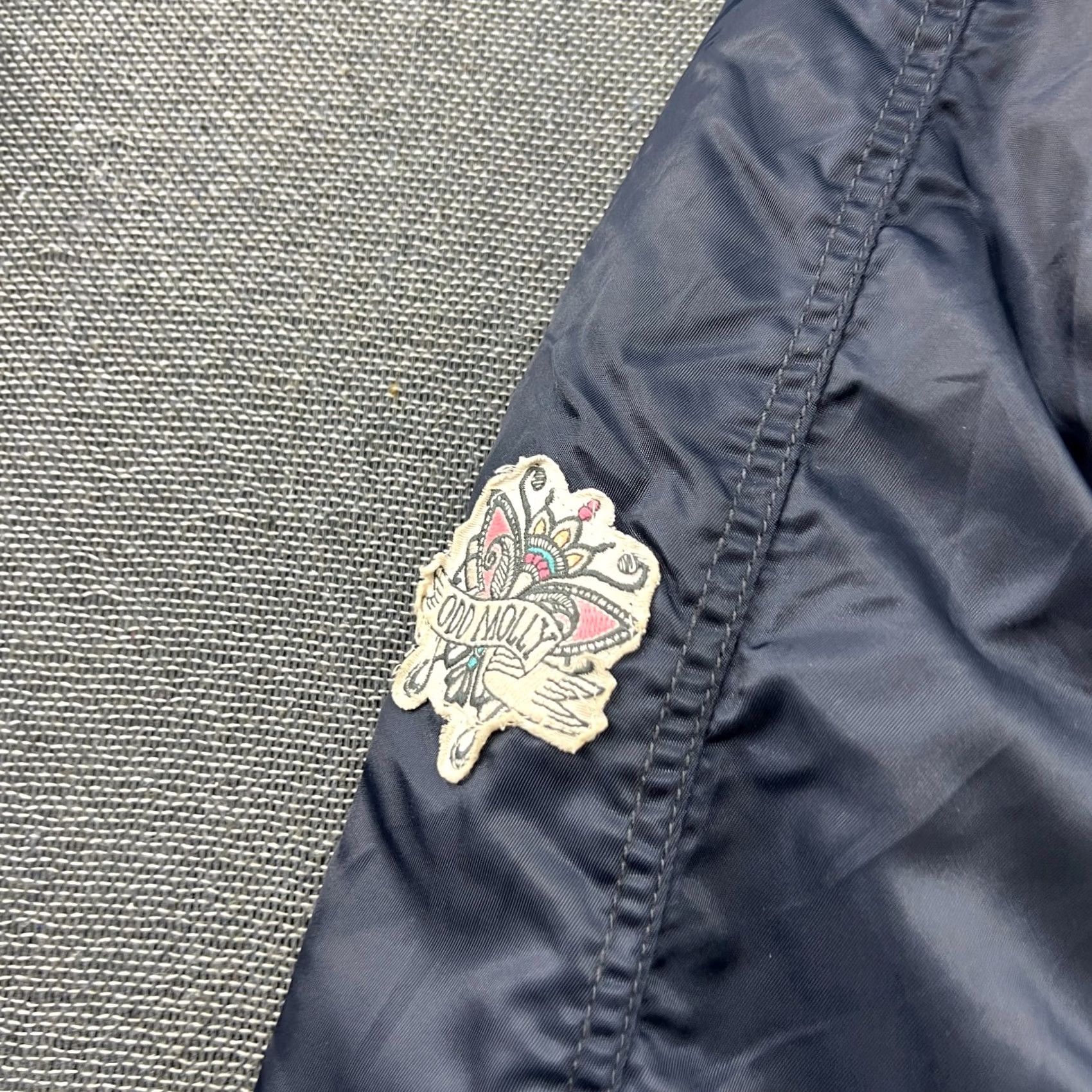 Vintage Odd Molly Womens Bomber Jacket Size 2 Patchwork Embroidered Blue Full Zip Navy Jacket Womens Size XS / US 0-2 / IT 36-38 - 3 Thumbnail